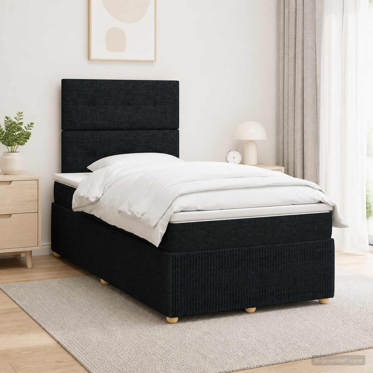Lit Boxspring Led Avec Matelas Tissu