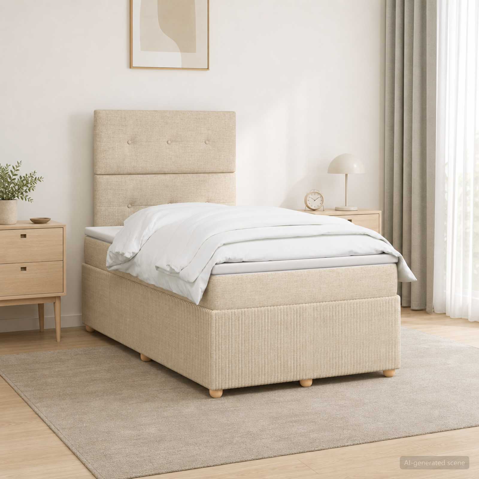 Lit Boxspring Led Avec Matelas Tissu