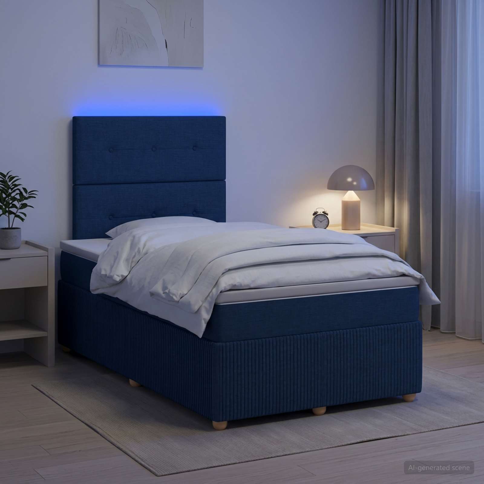 Lit Boxspring Led Avec Matelas Tissu