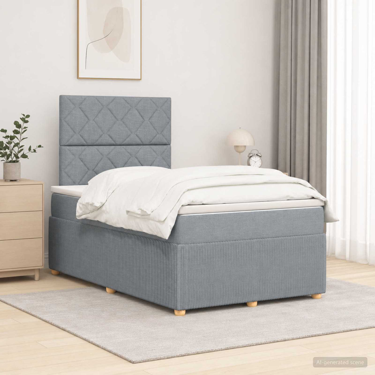 Lit Boxspring Led Avec Matelas Tissu
