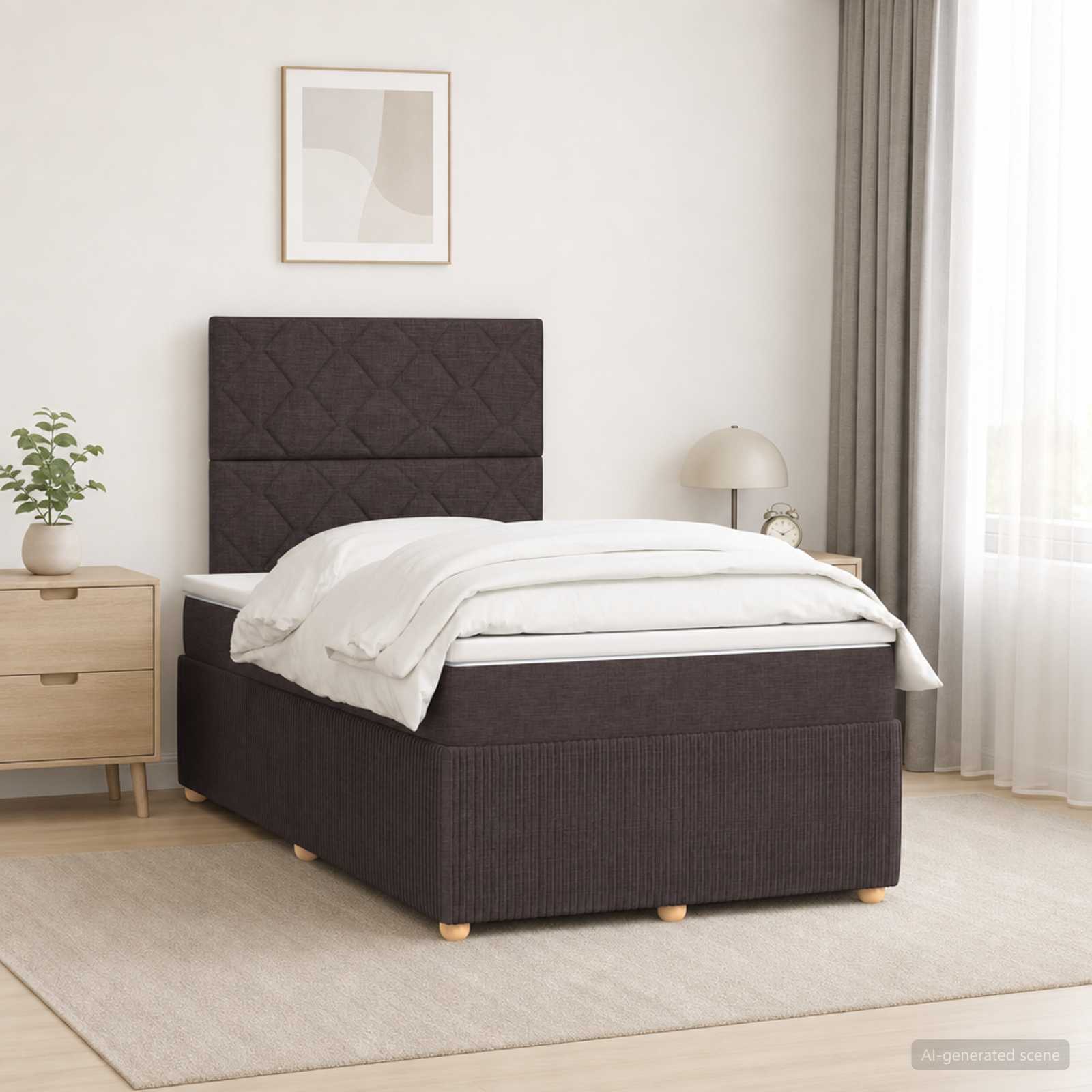 Lit Boxspring Led Avec Matelas Tissu