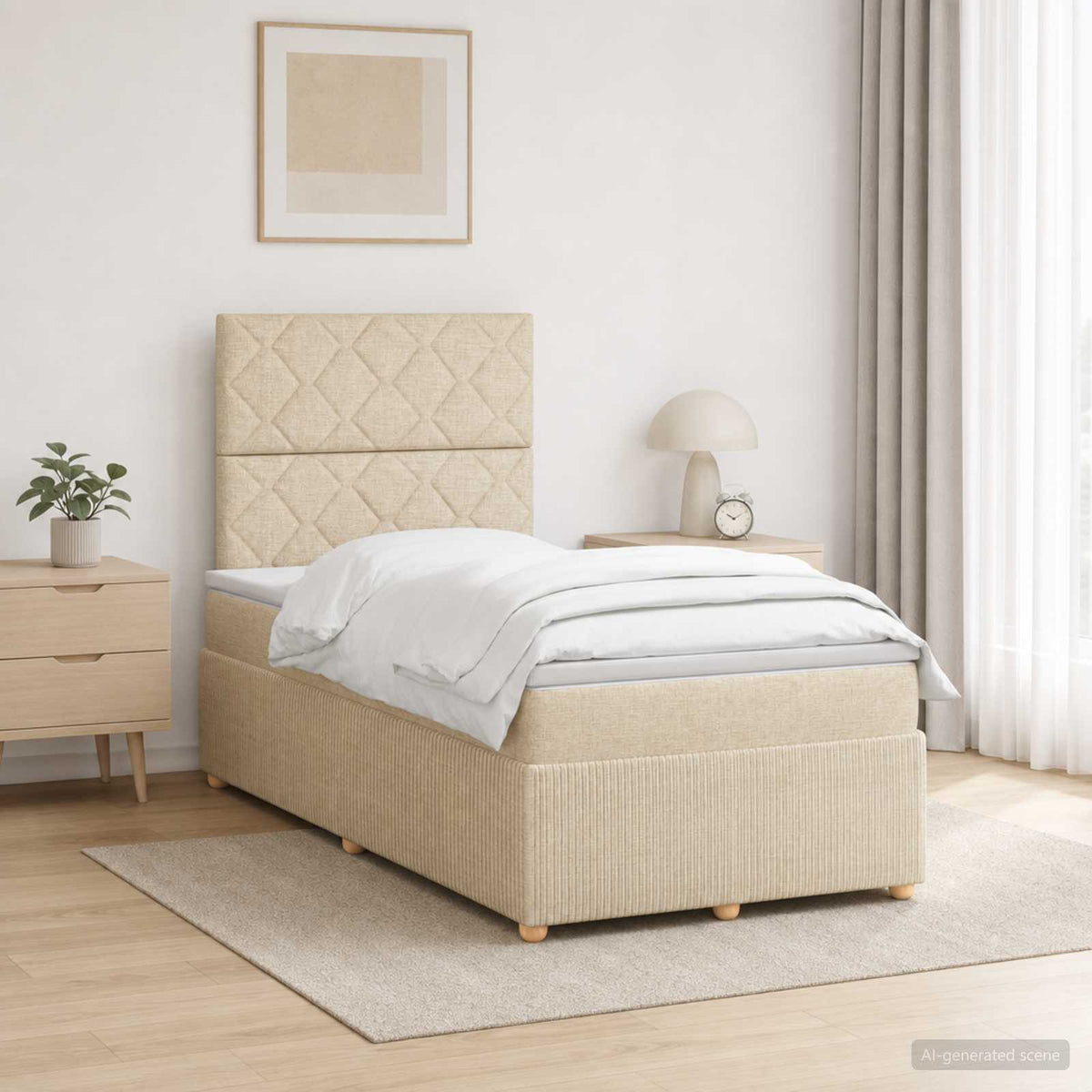 Lit Boxspring Led Avec Matelas Tissu