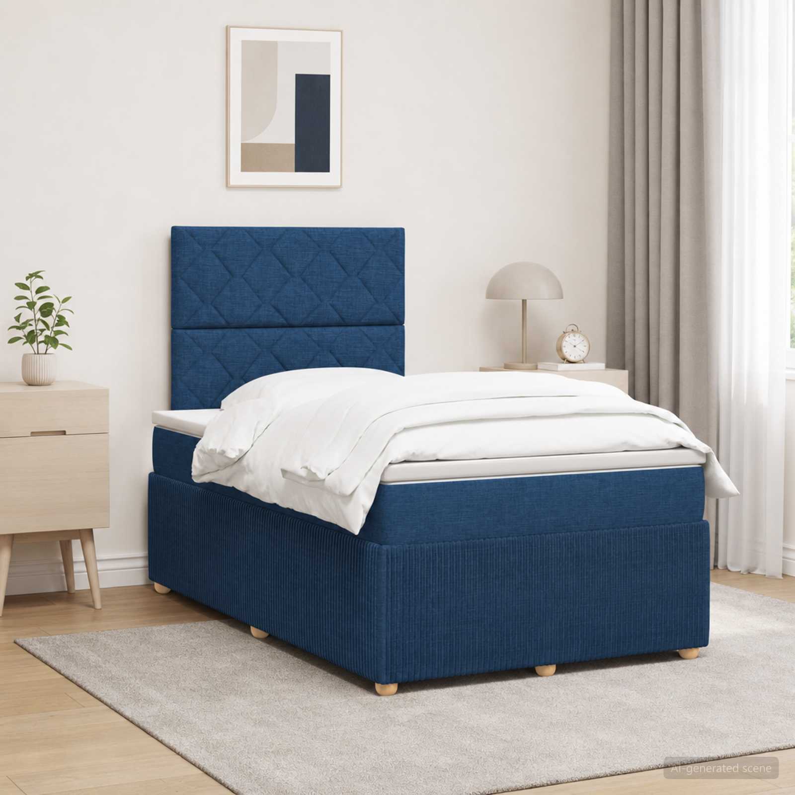 Lit Boxspring Led Avec Matelas Tissu