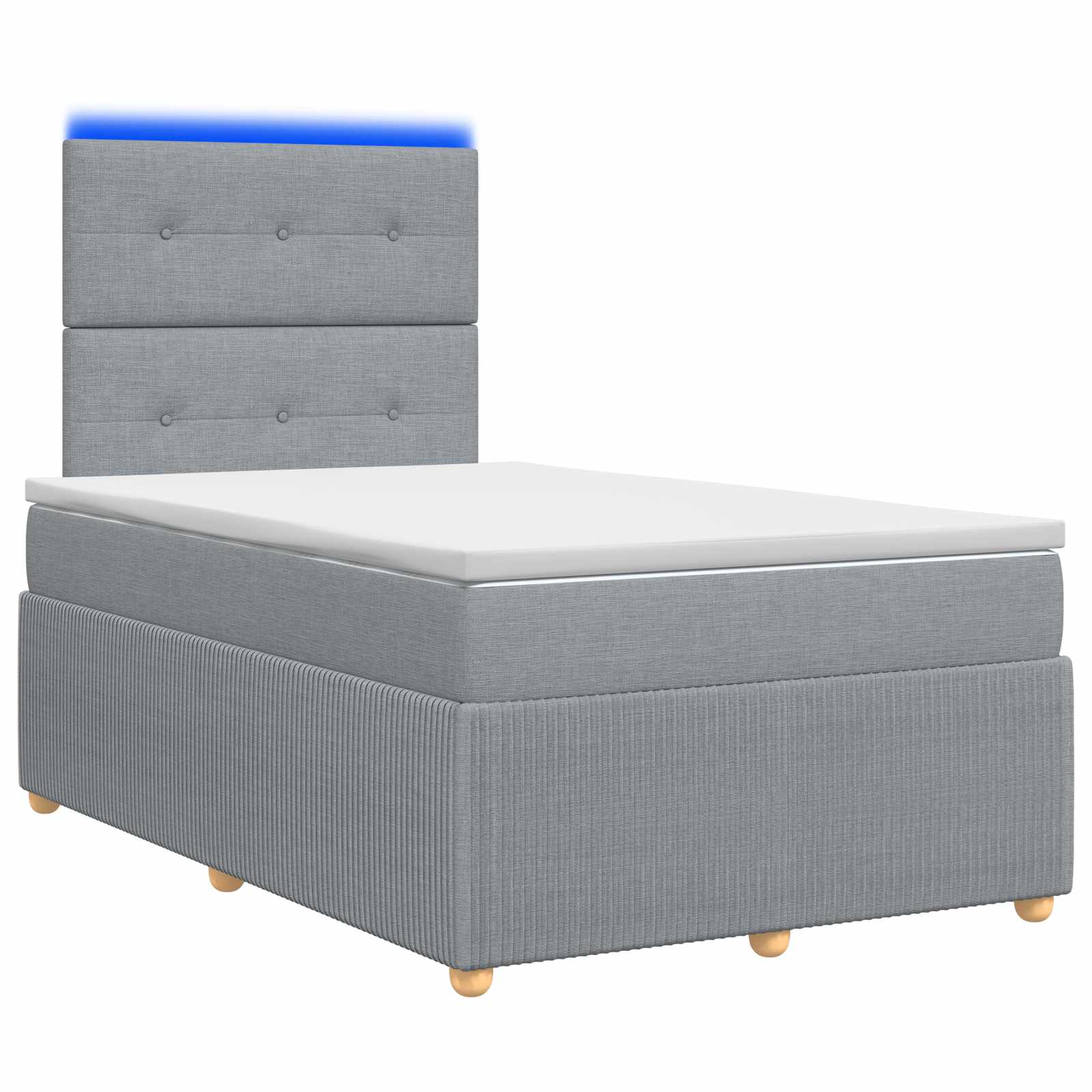 Lit Boxspring Led Avec Matelas Gris Clair 120 X 200 Cm Tissu