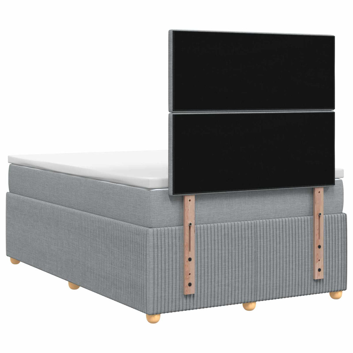 Lit Boxspring Led Avec Matelas Gris Clair 120 X 200 Cm Tissu