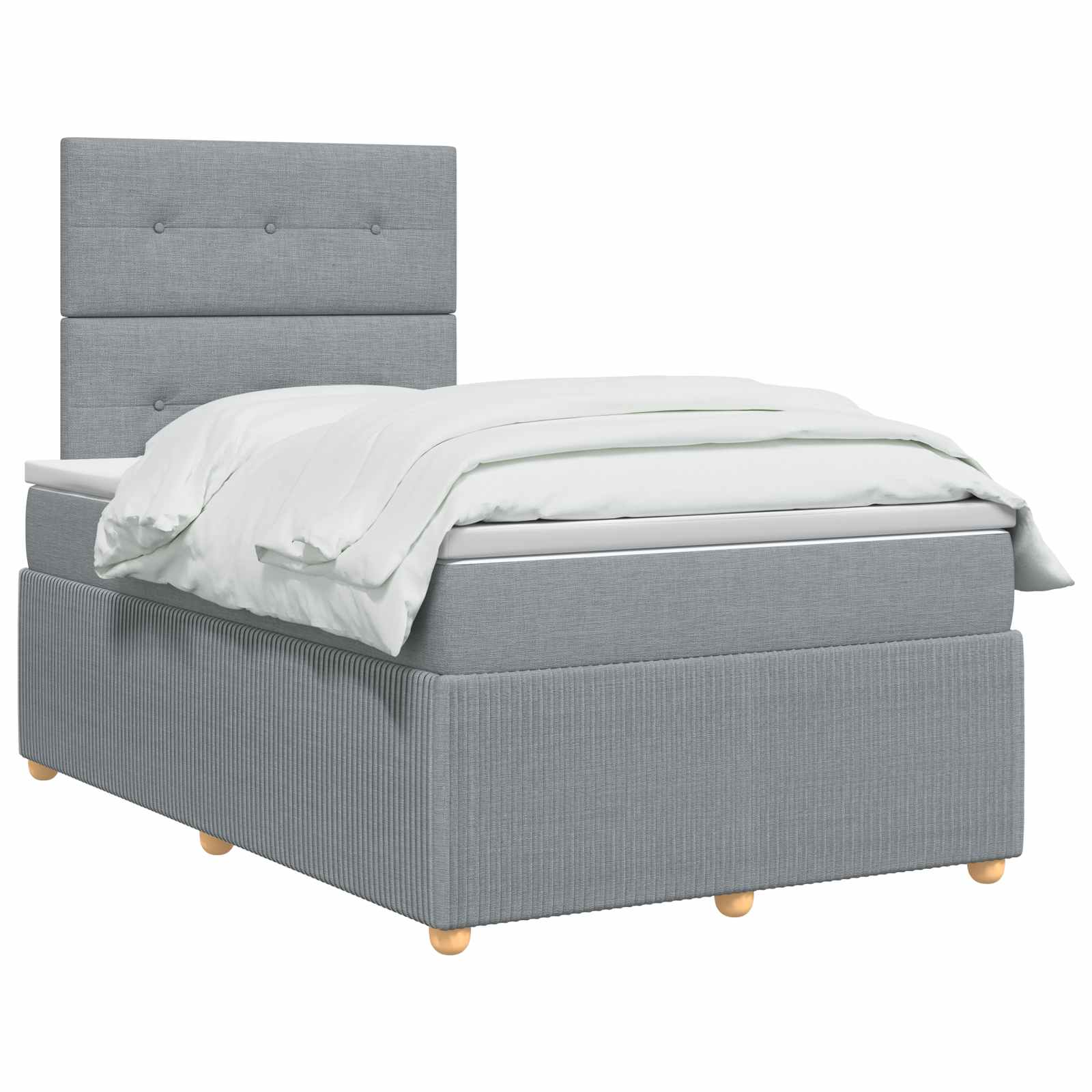 Lit Boxspring Led Avec Matelas Gris Clair 120 X 200 Cm Tissu
