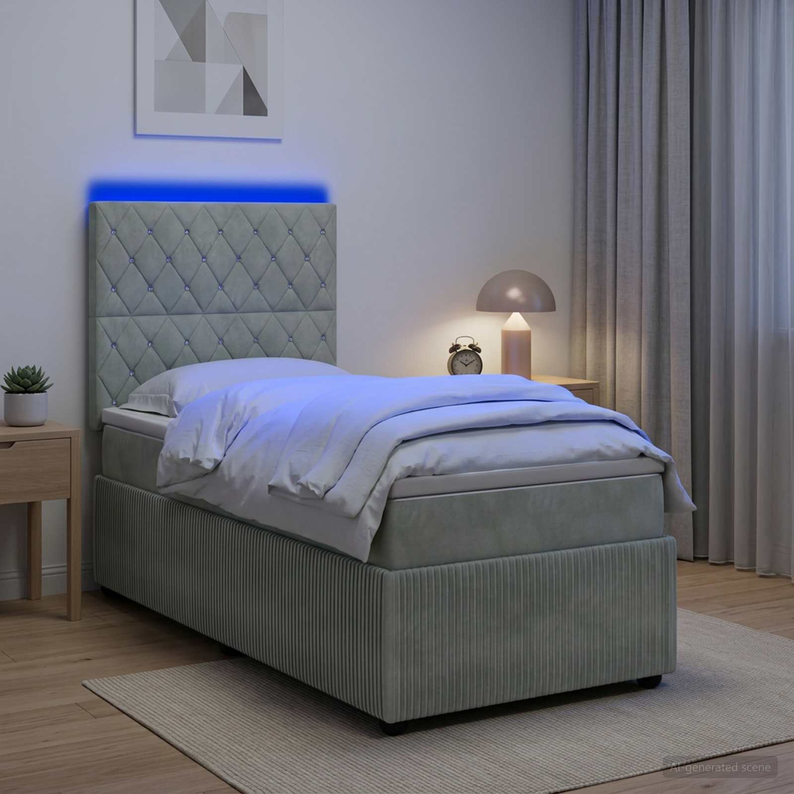 Lit Boxspring Led Avec Matelas Velours