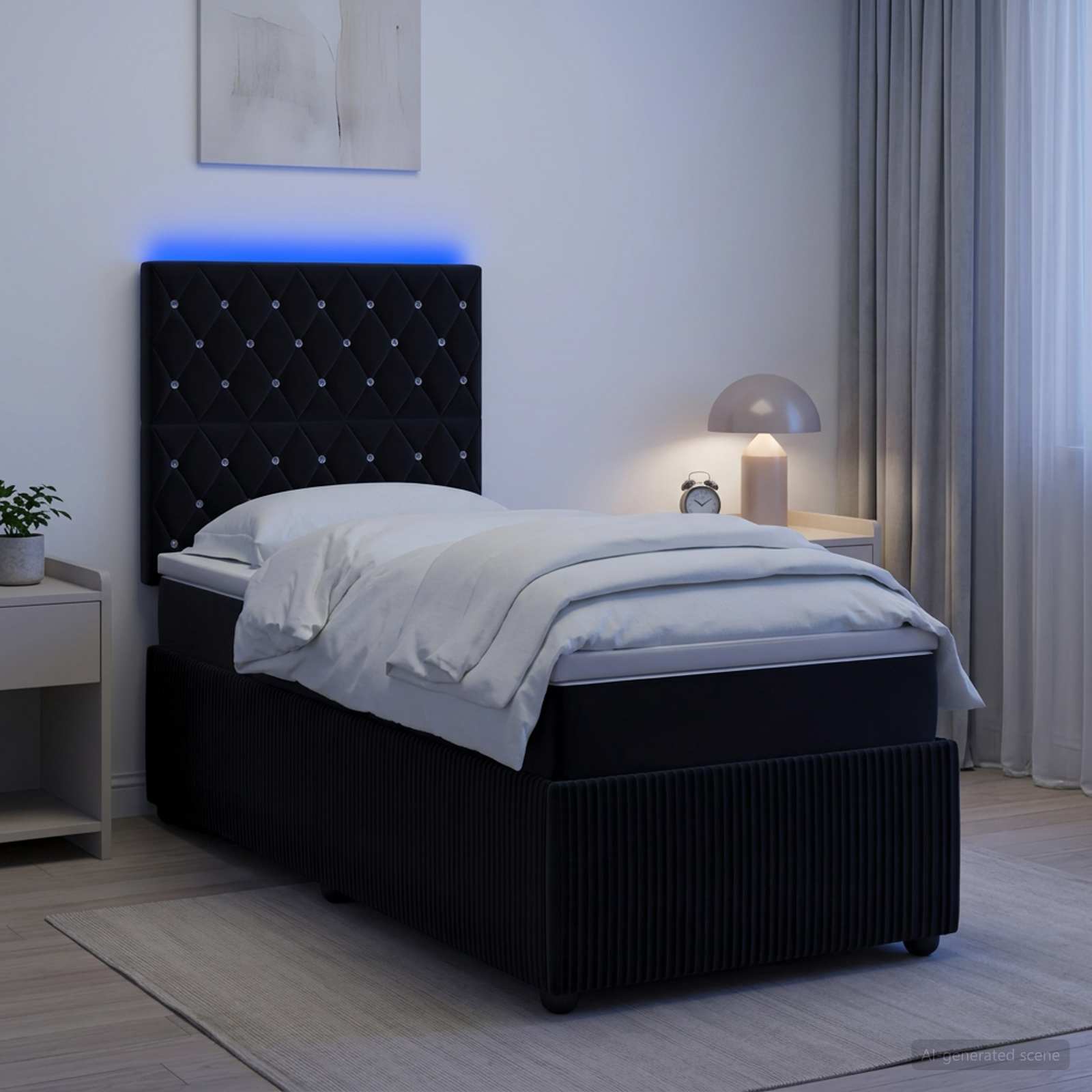 Lit Boxspring Led Avec Matelas Velours