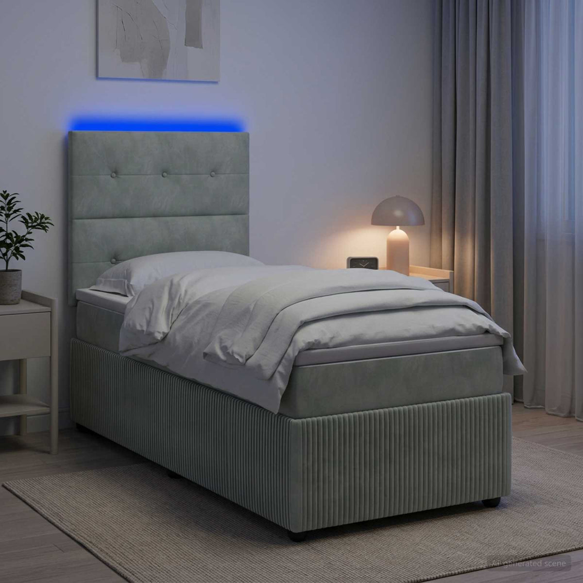 Lit Boxspring Led Avec Matelas Velours