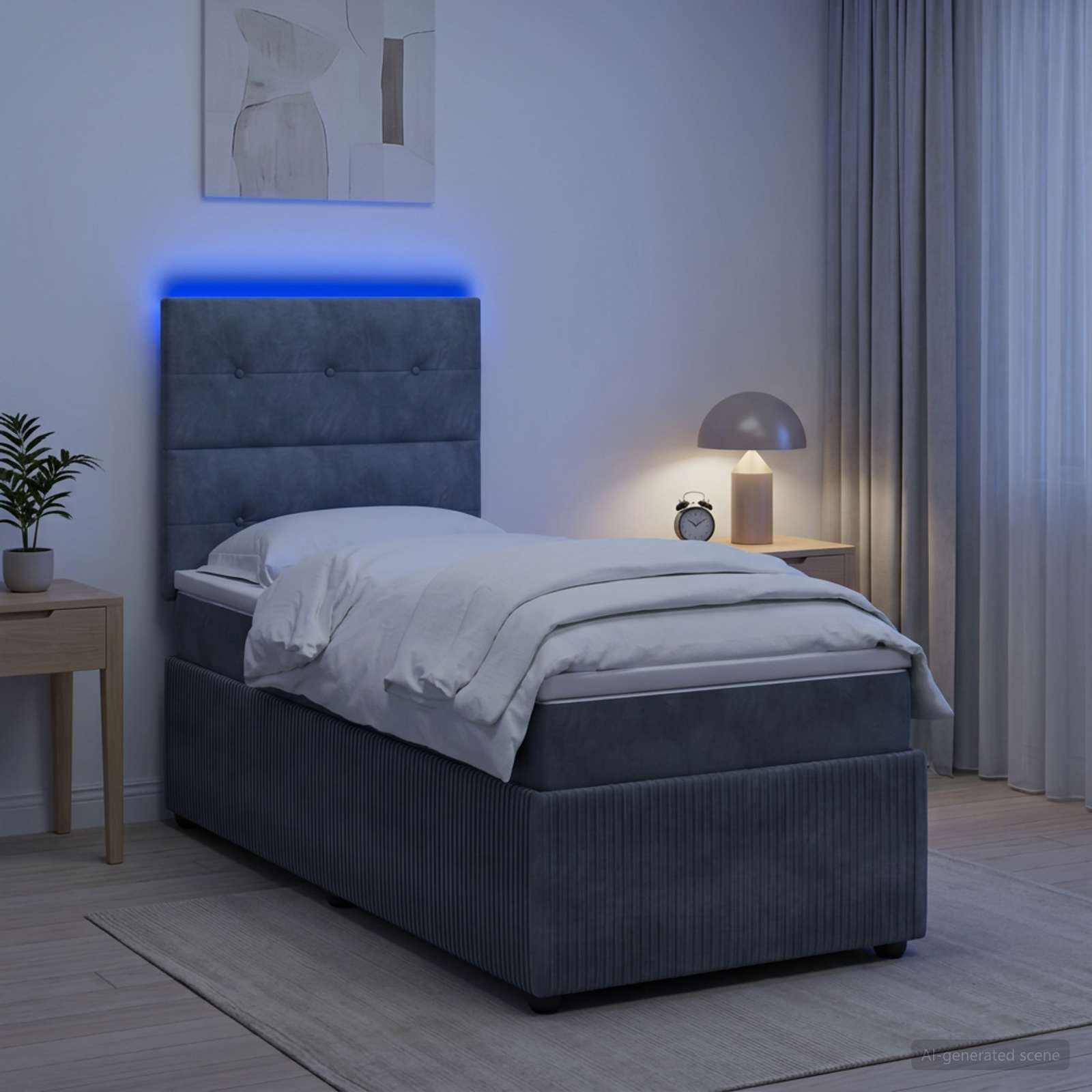 Lit Boxspring Led Avec Matelas Velours