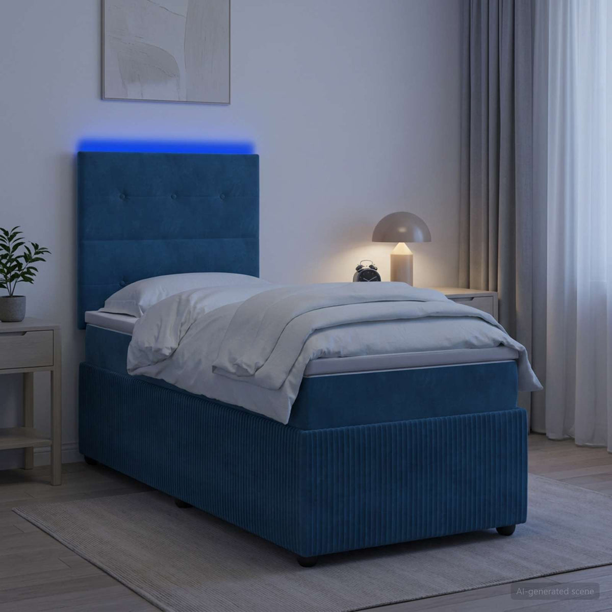 Lit Boxspring Led Avec Matelas Velours