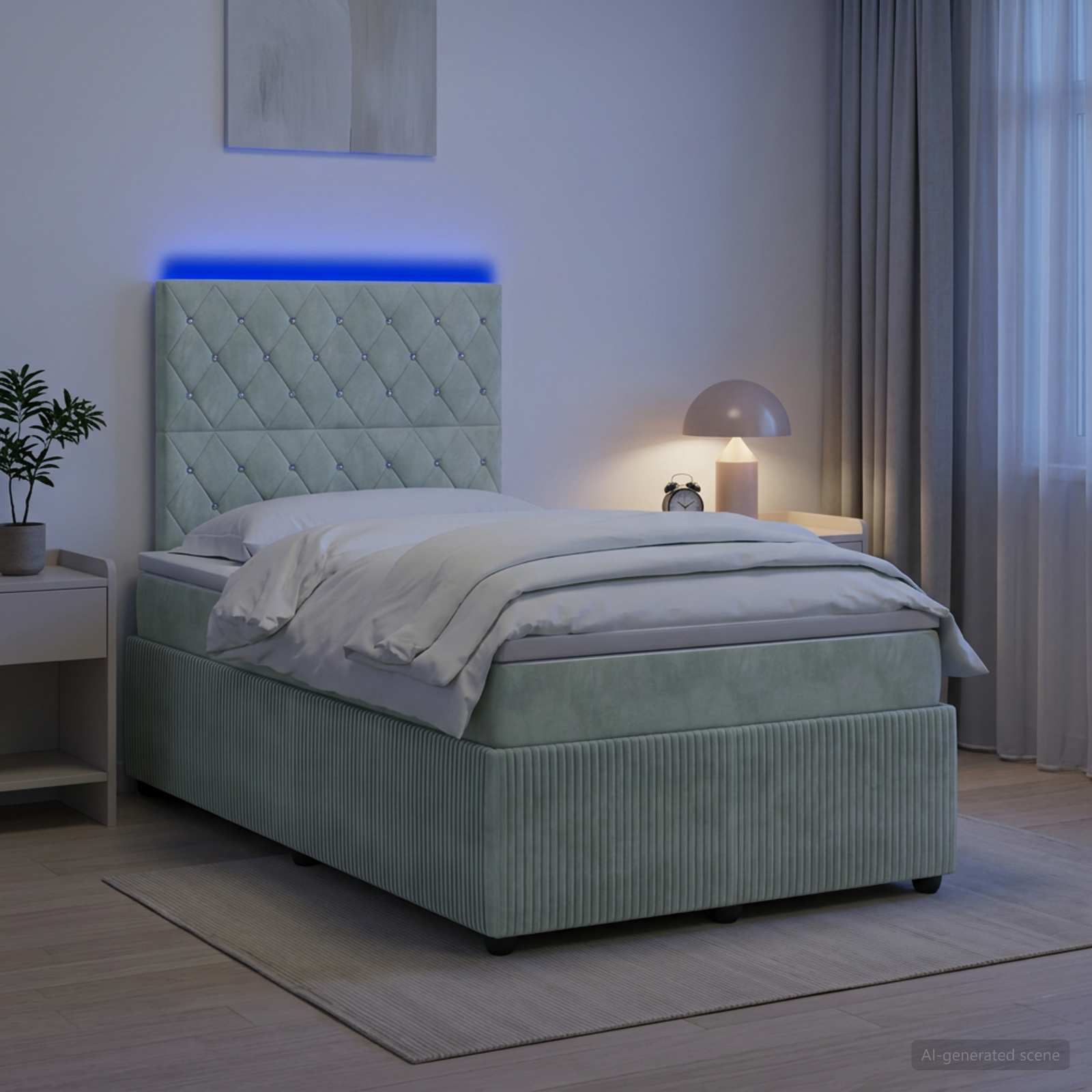 Lit Boxspring Led Avec Matelas Velours