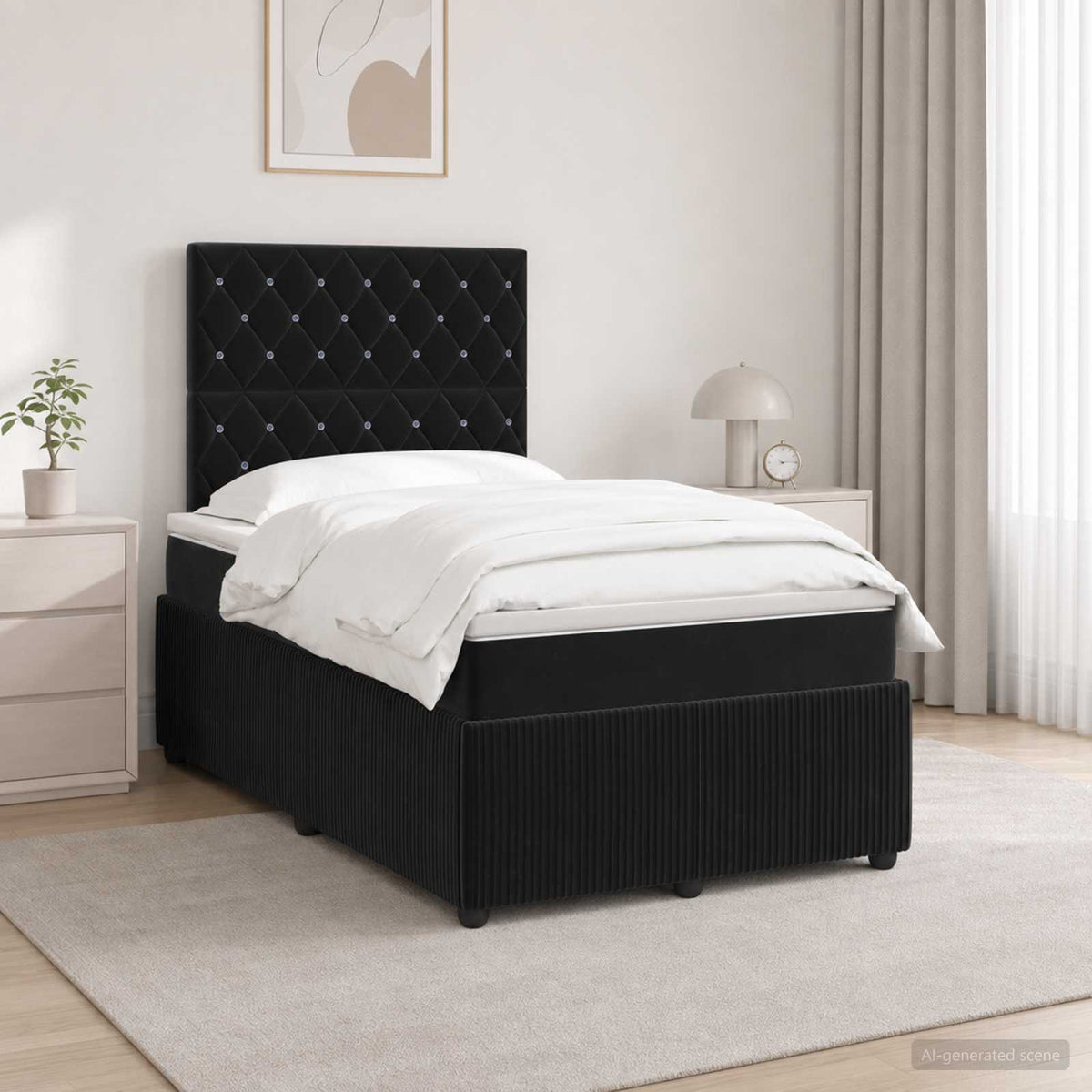 Lit Boxspring Led Avec Matelas Velours