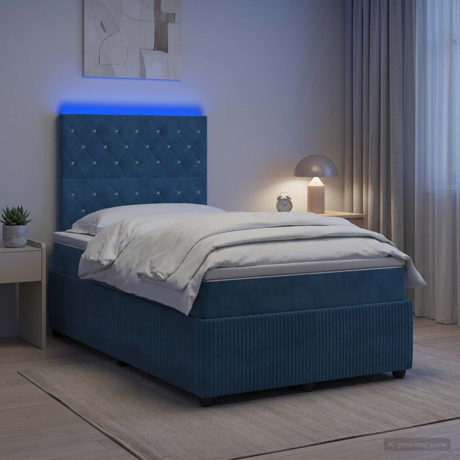 Lit Boxspring Led Avec Matelas Velours