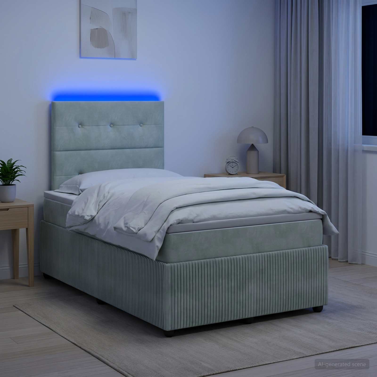 Lit Boxspring Led Avec Matelas Velours