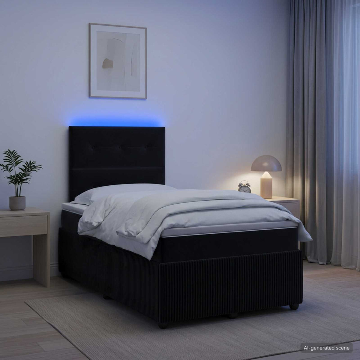 Lit Boxspring Led Avec Matelas Velours