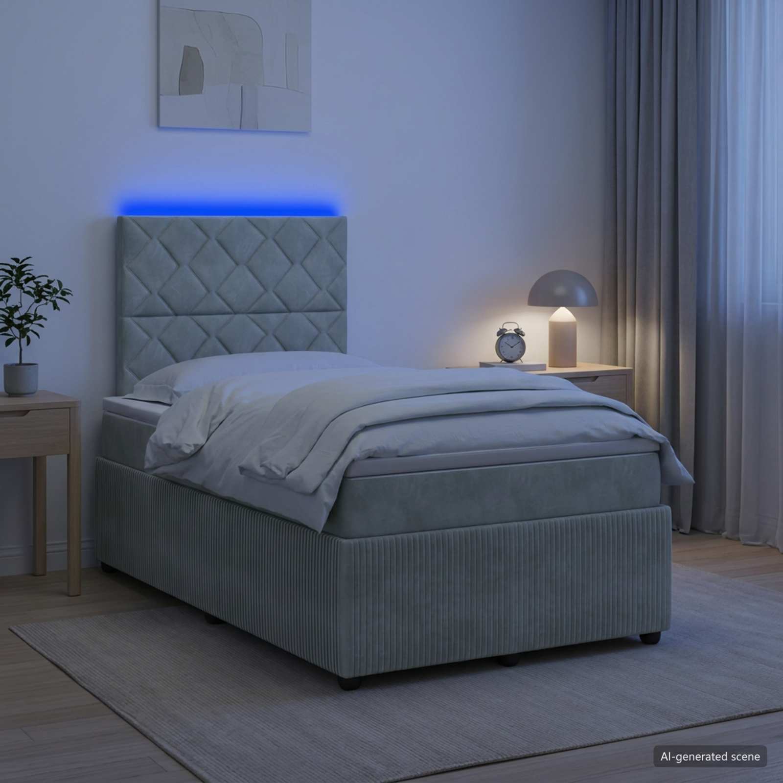 Lit Boxspring Led Avec Matelas Velours