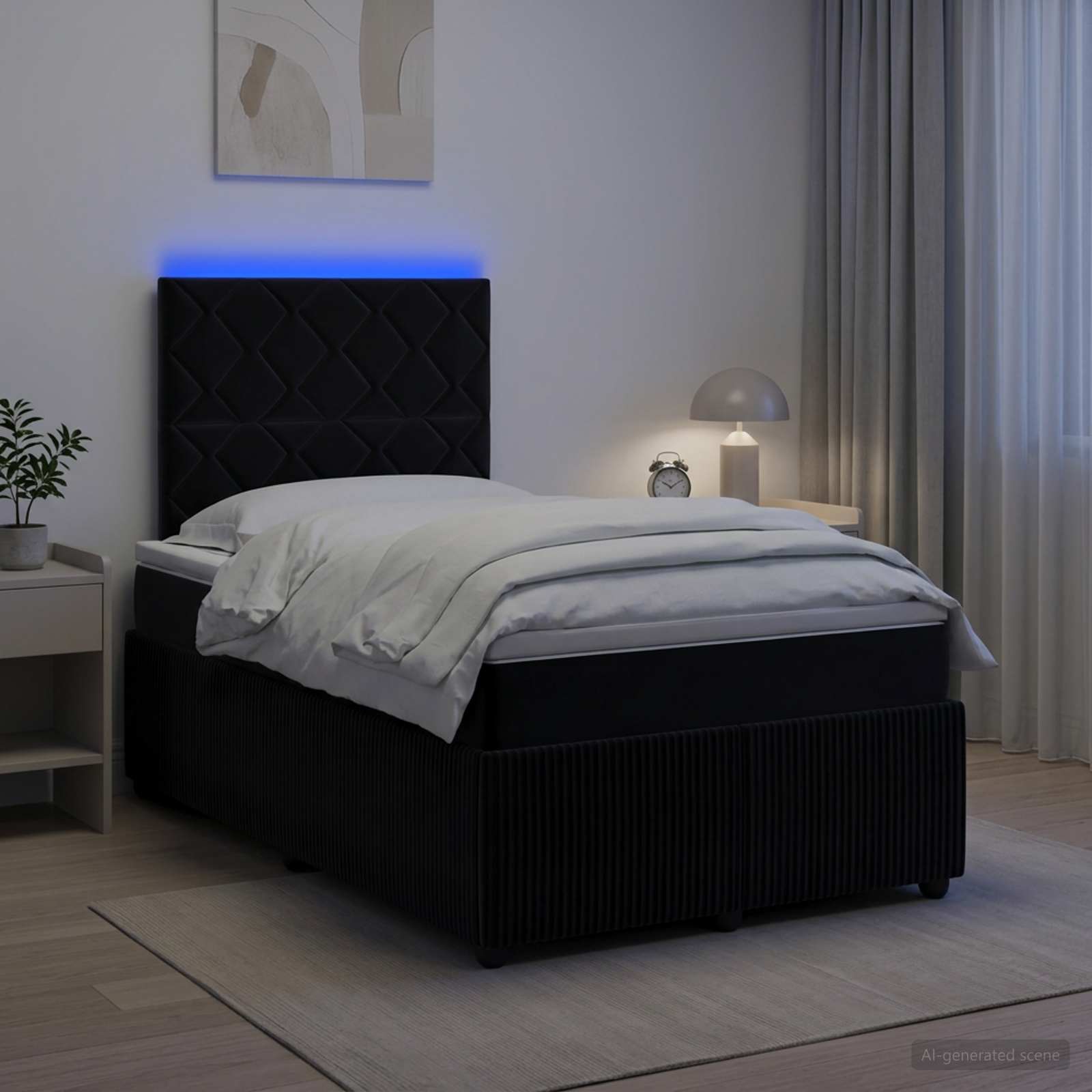 Lit Boxspring Led Avec Matelas Velours