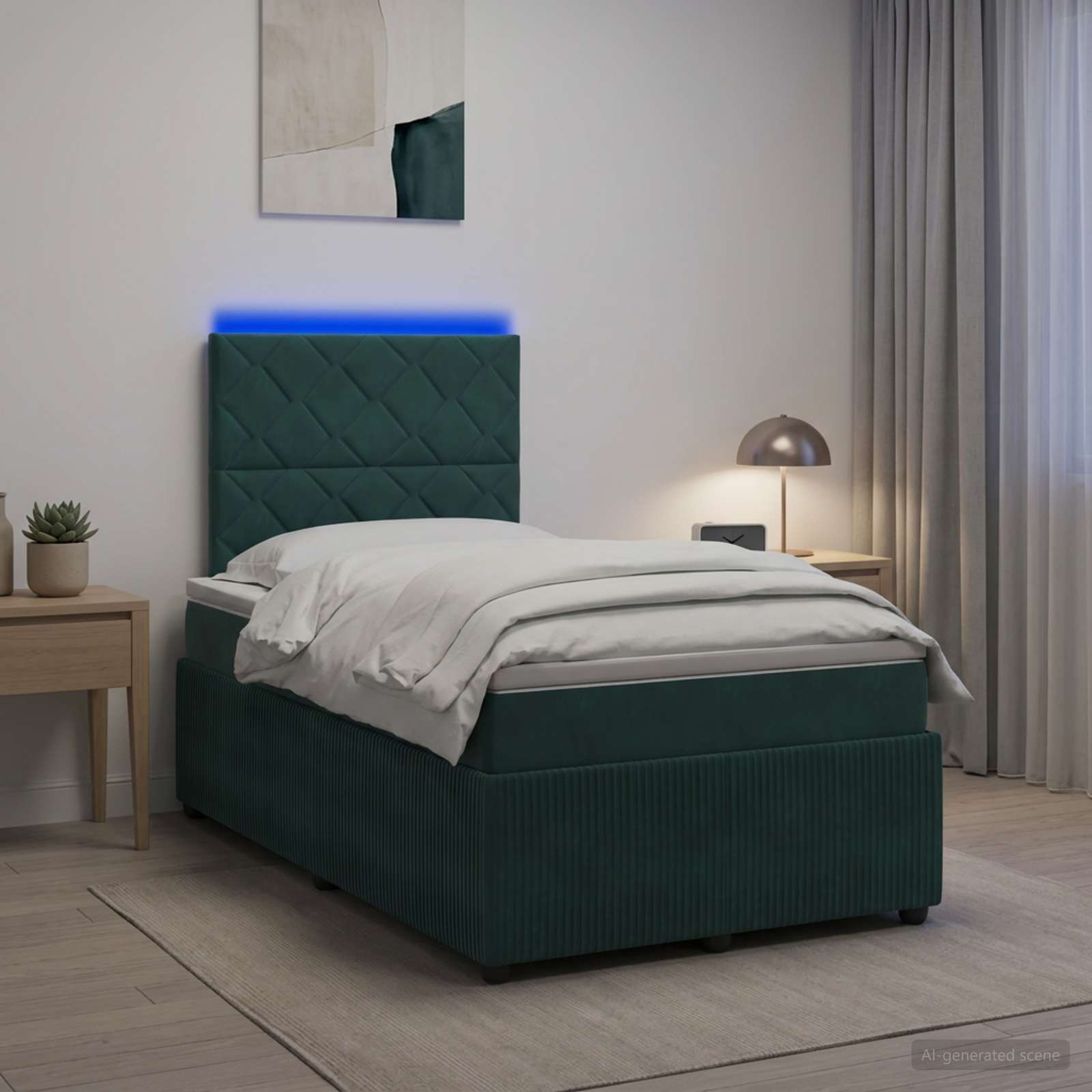 Lit Boxspring Led Avec Matelas Velours