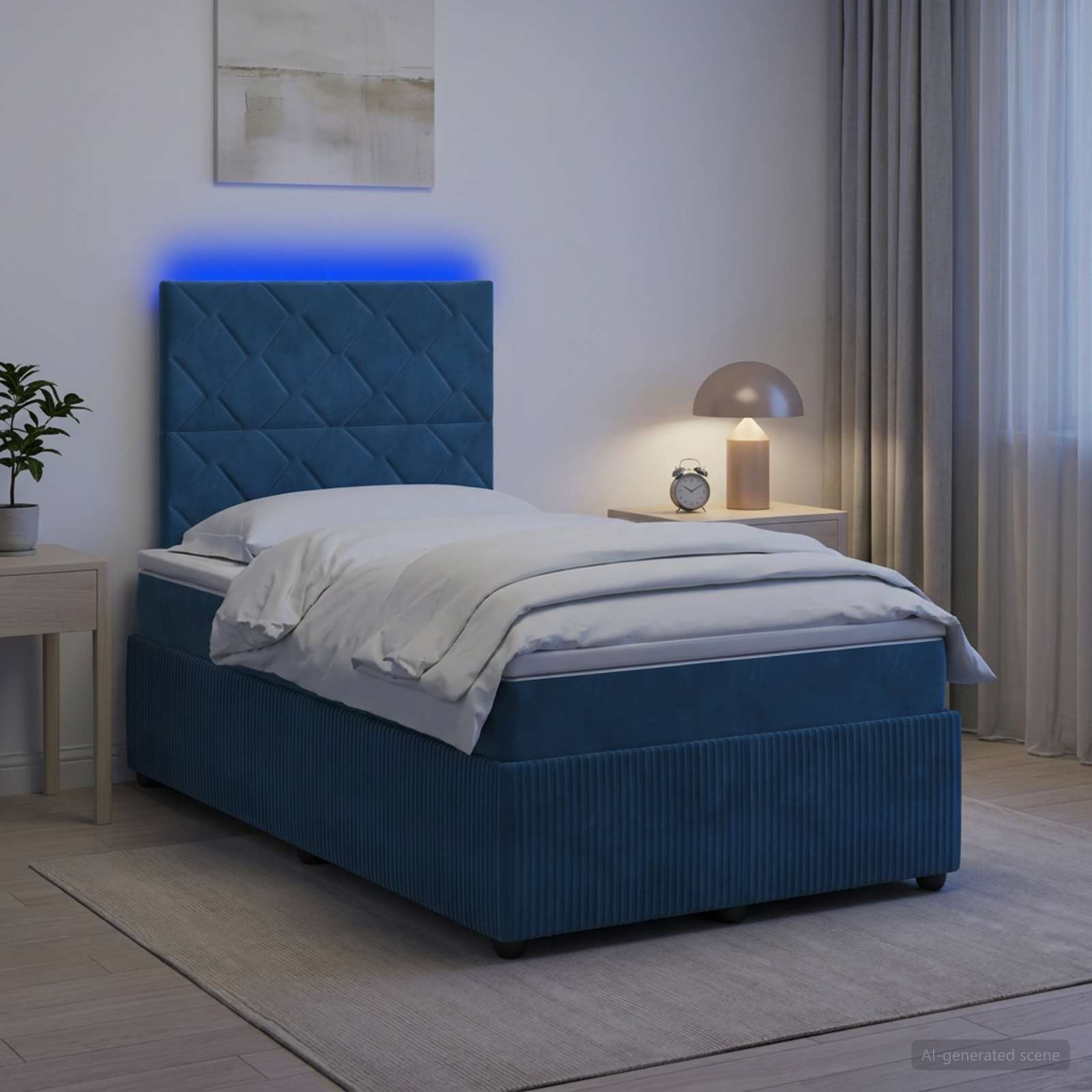 Lit Boxspring Led Avec Matelas Velours
