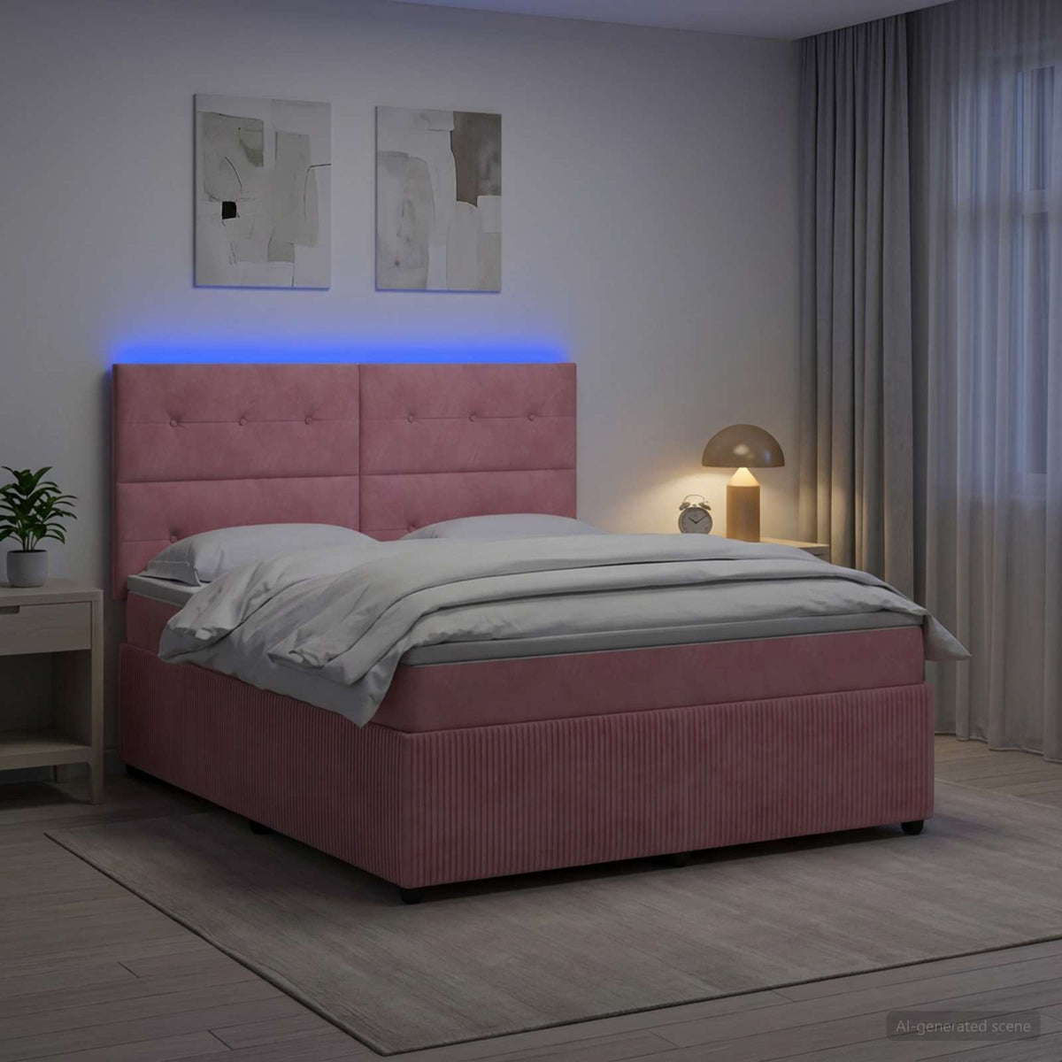 Lit Boxspring Led Avec Matelas Velours