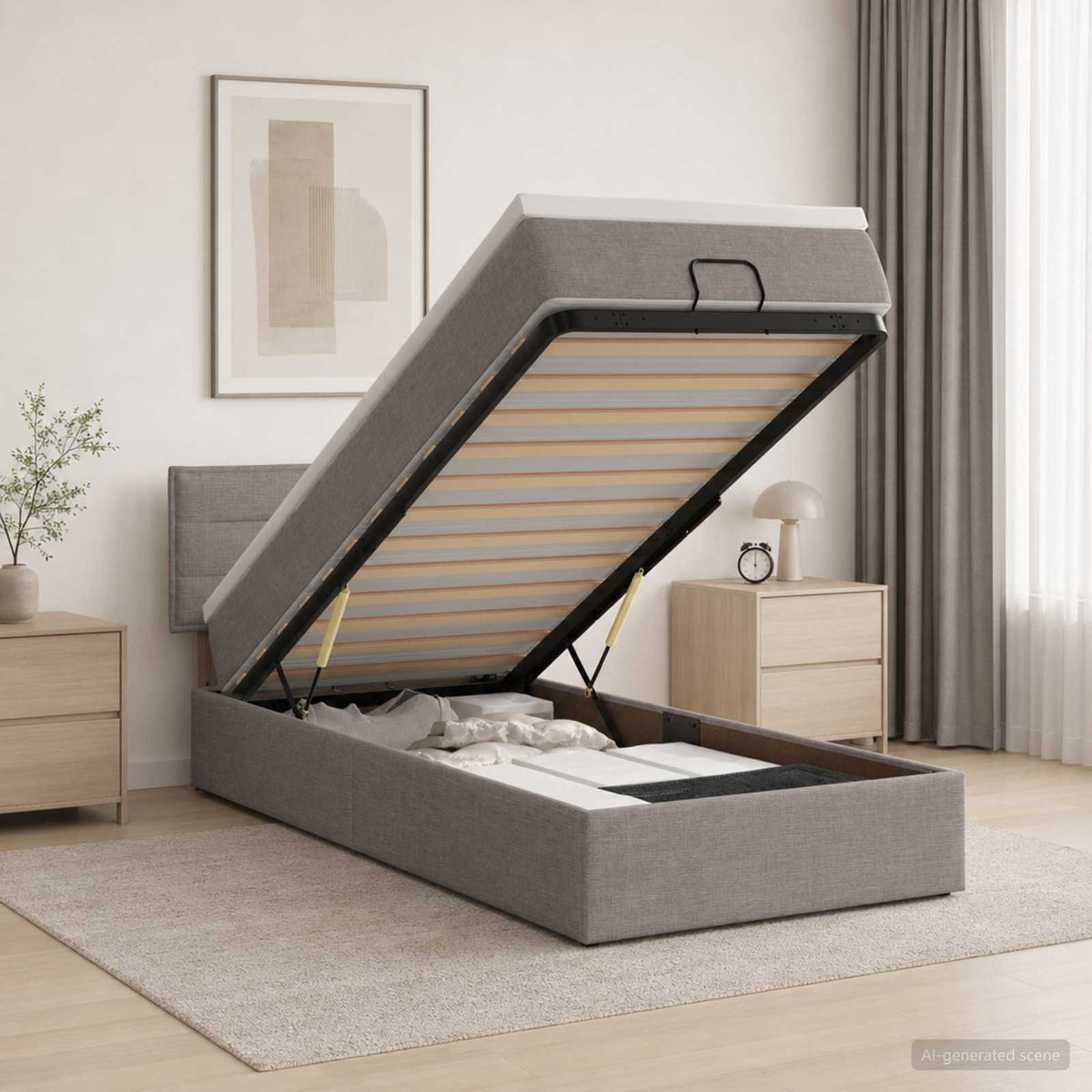Lit Ottoman Avec Matelas Tissu