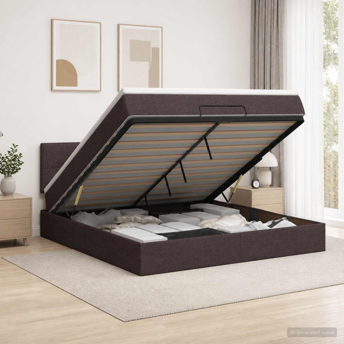 Lit Ottoman Avec Matelas Tissu