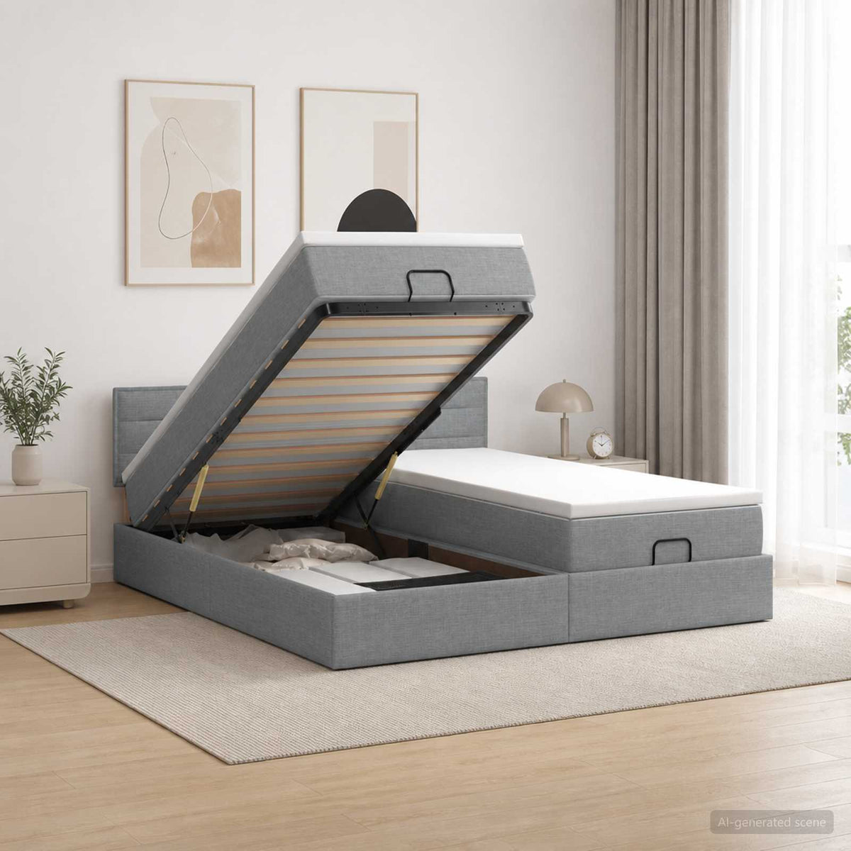 Cadre De Lit Ottoman Avec Matelas 200X200Cm Tissu
