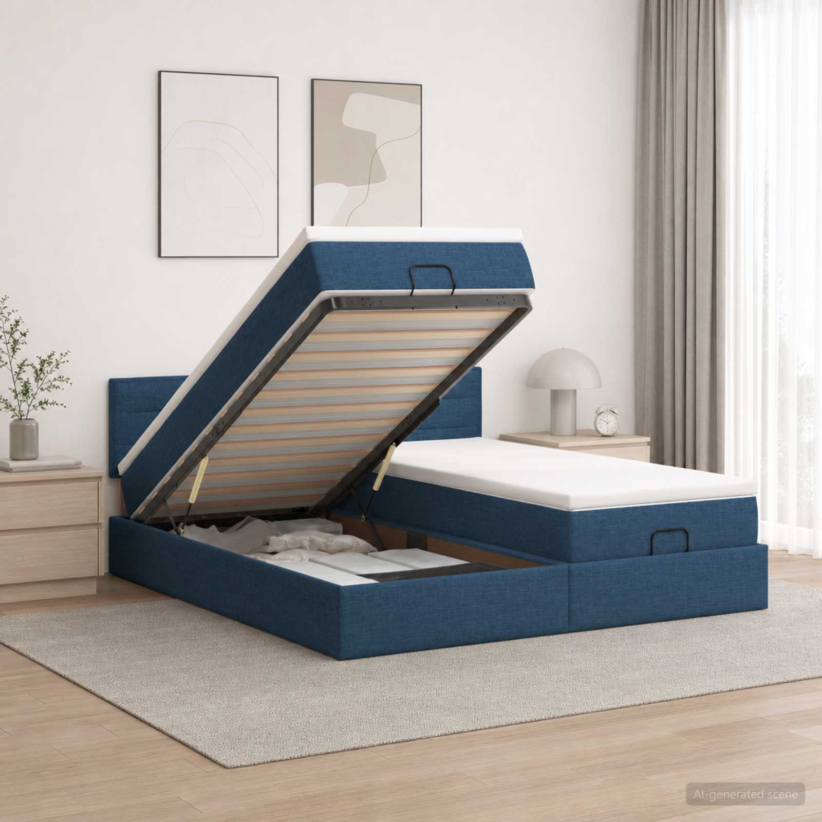 Cadre De Lit Ottoman Avec Matelas 200X200Cm Tissu
