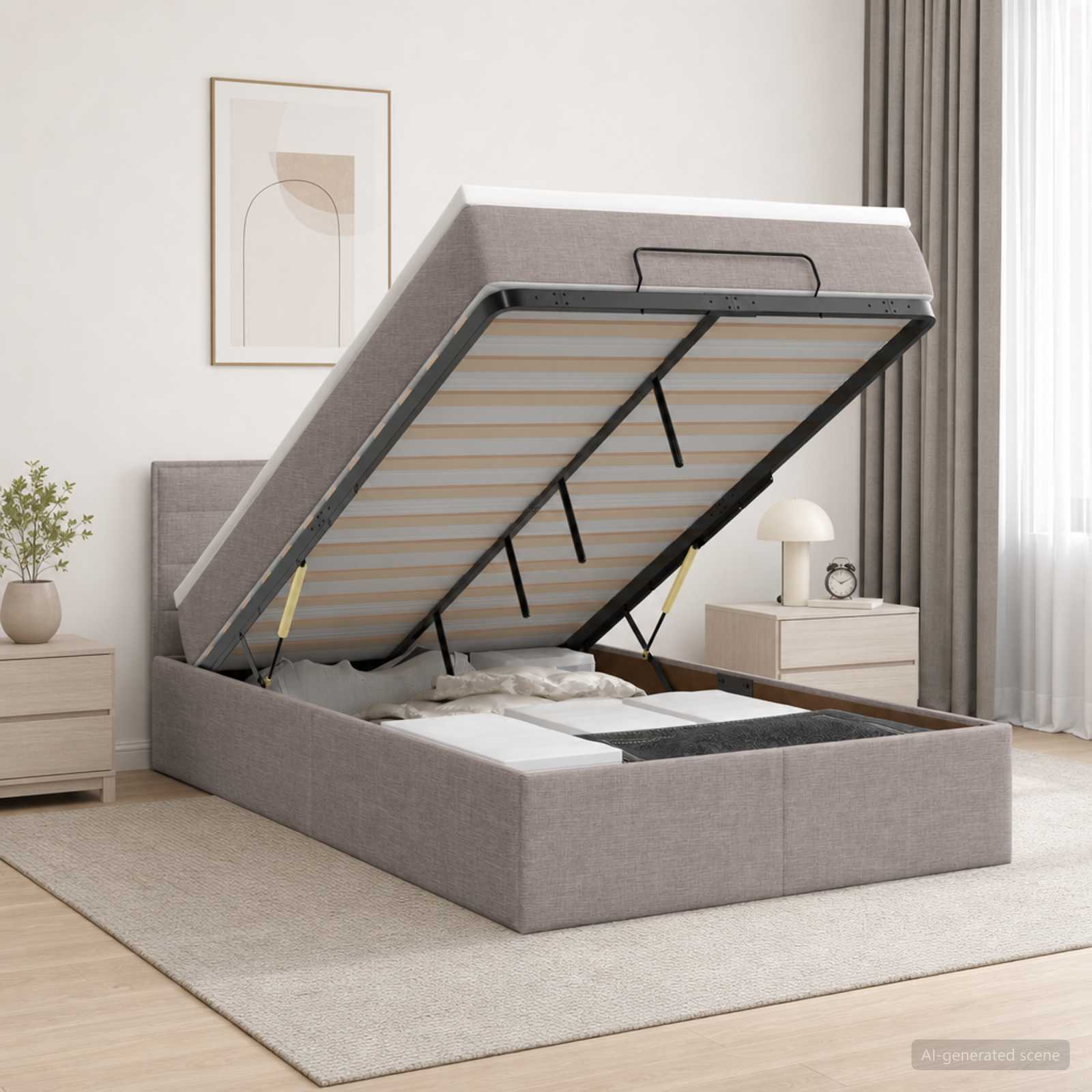 Lit Ottoman Avec Matelas Tissu