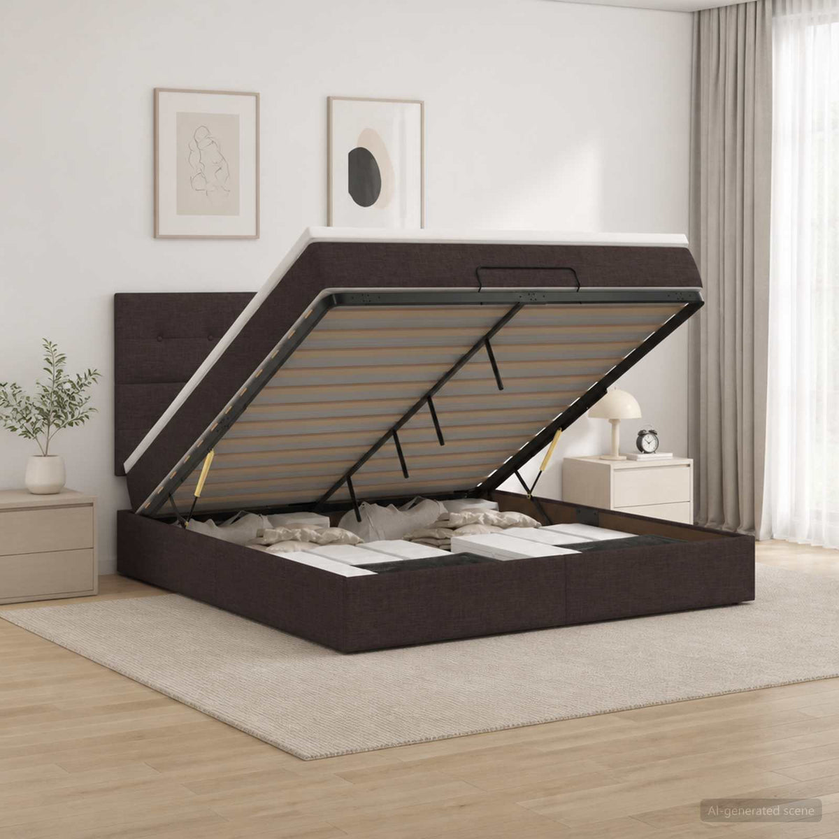 Lit Ottoman Avec Matelas Tissu
