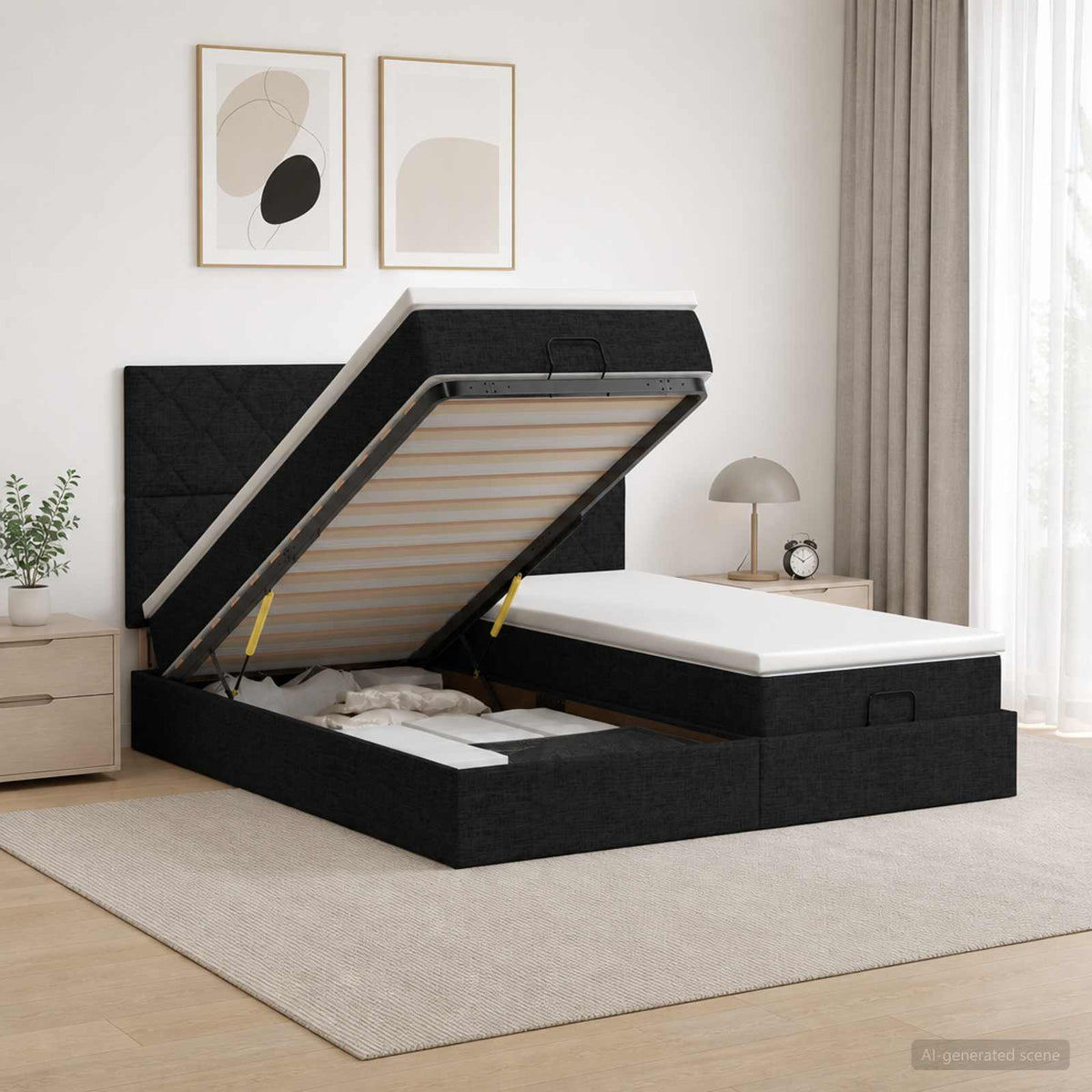 Cadre De Lit Ottoman Avec Matelas 200X200Cm Tissu