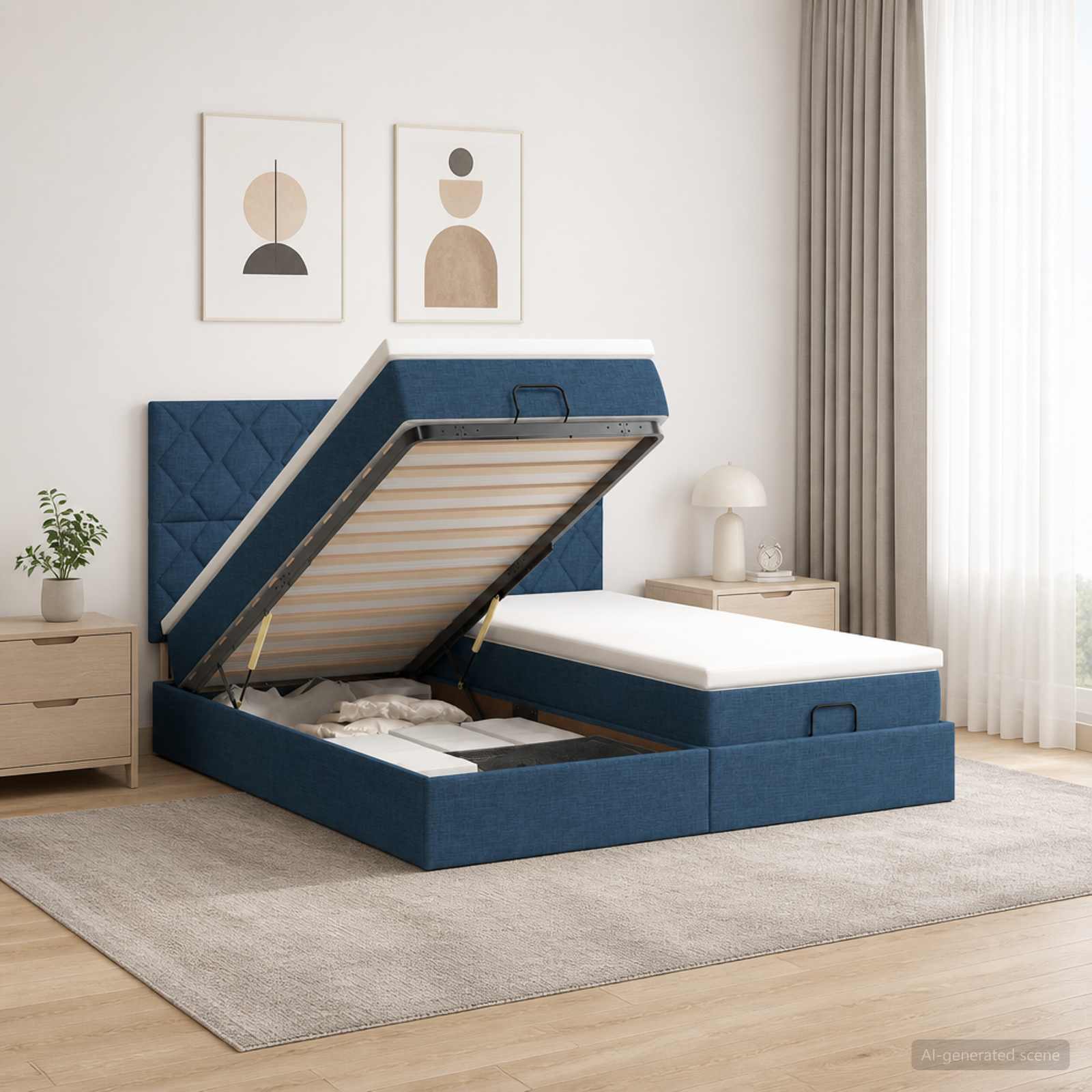 Cadre De Lit Ottoman Avec Matelas 200X200Cm Tissu