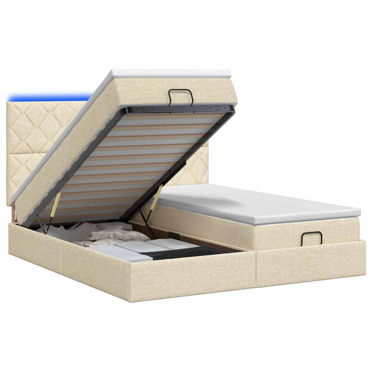Cadre De Lit Ottoman Avec Matelas 200X200Cm Tissu