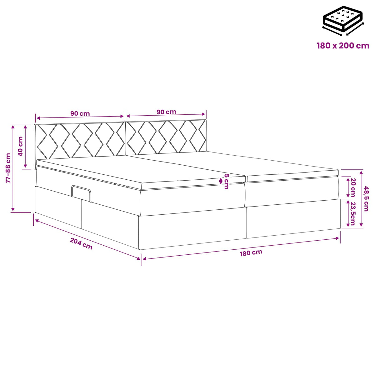 Lit De Rangement Avec Tête De Lit 2 Pc