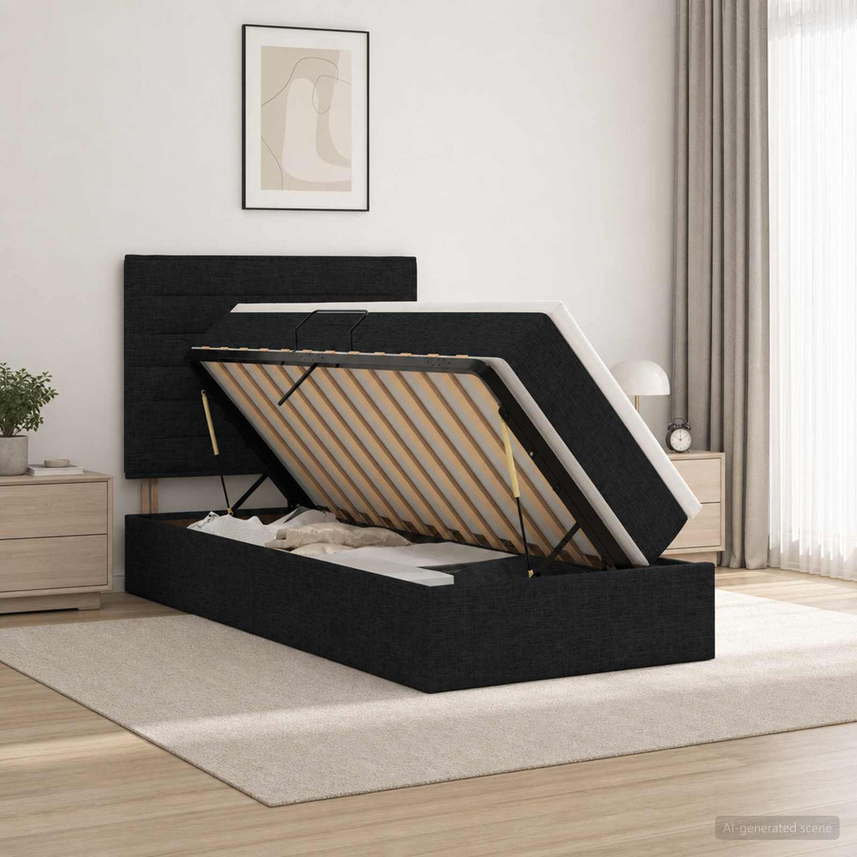 Lit De Rangement Led Avec Matelas Tissu