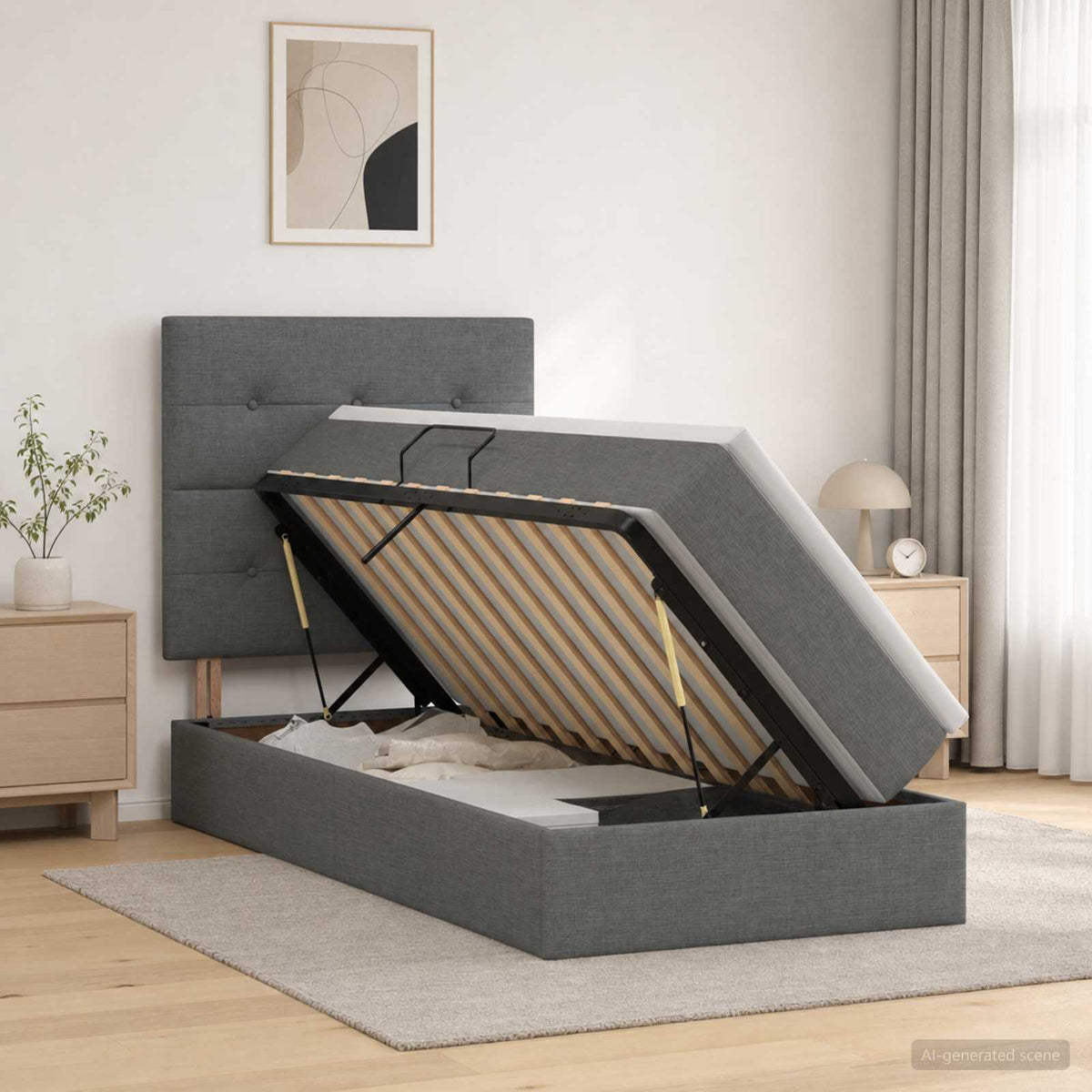 Lit De Rangement Led Avec Matelas Tissu