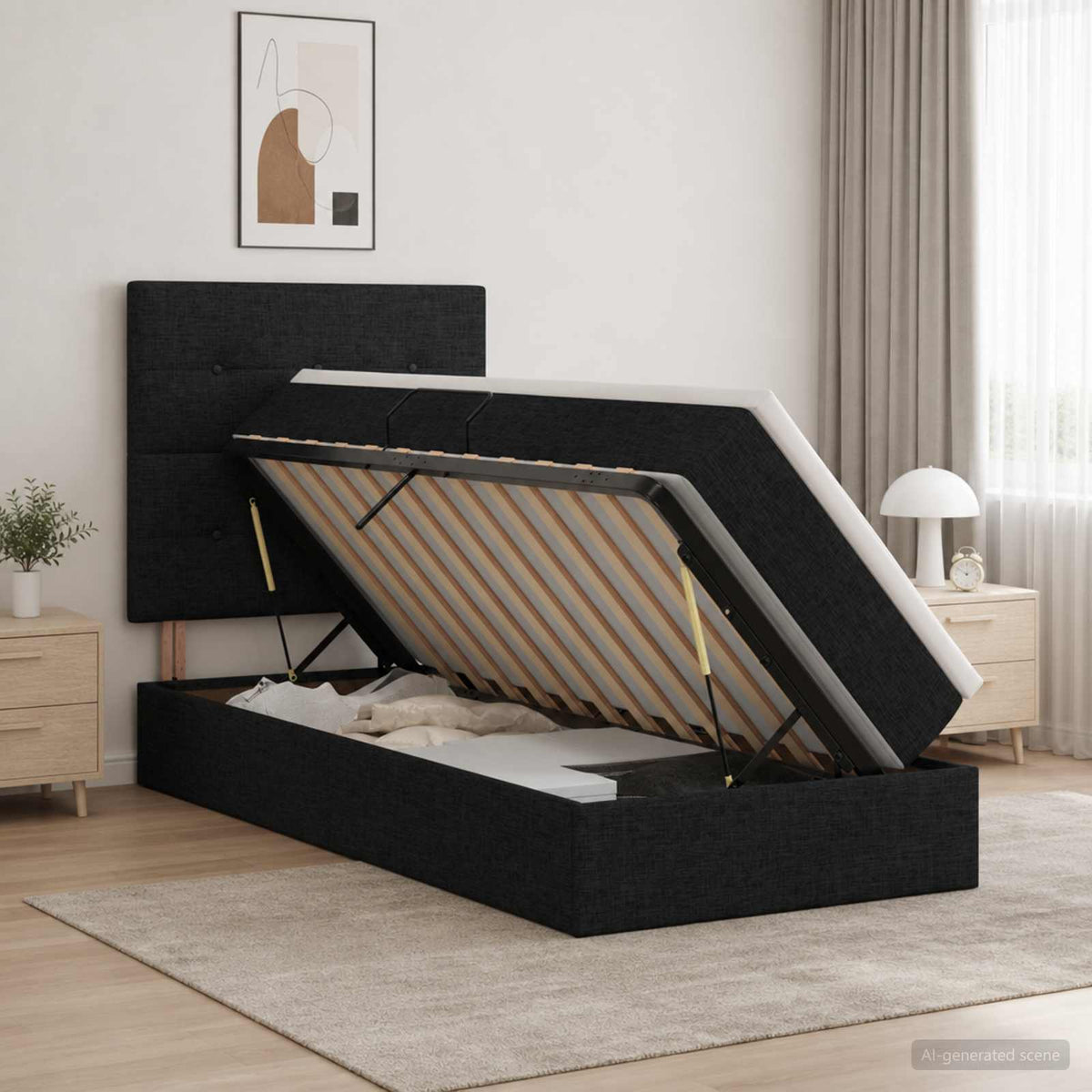 Lit De Rangement Led Avec Matelas Tissu
