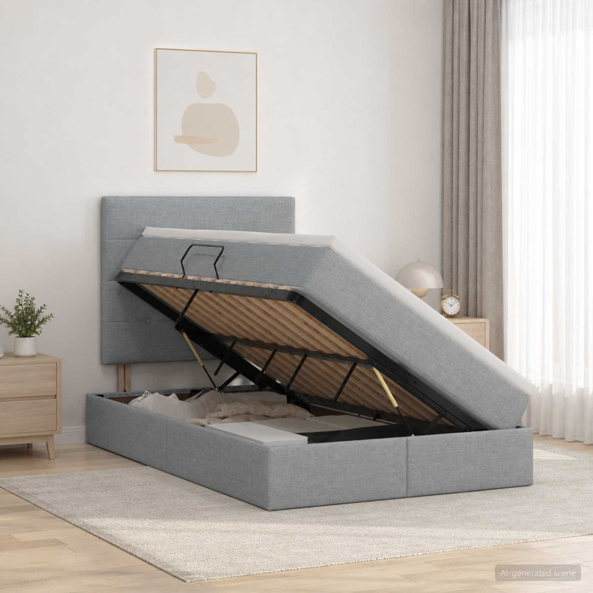 Lit De Rangement Led Avec Matelas Tissu