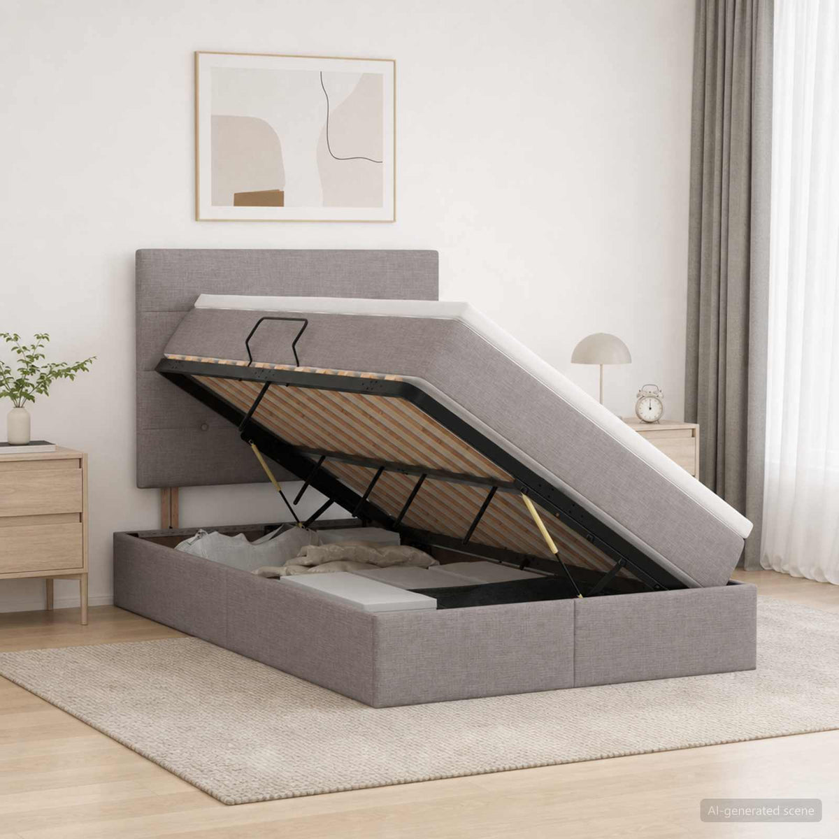 Lit De Rangement Led Avec Matelas Tissu