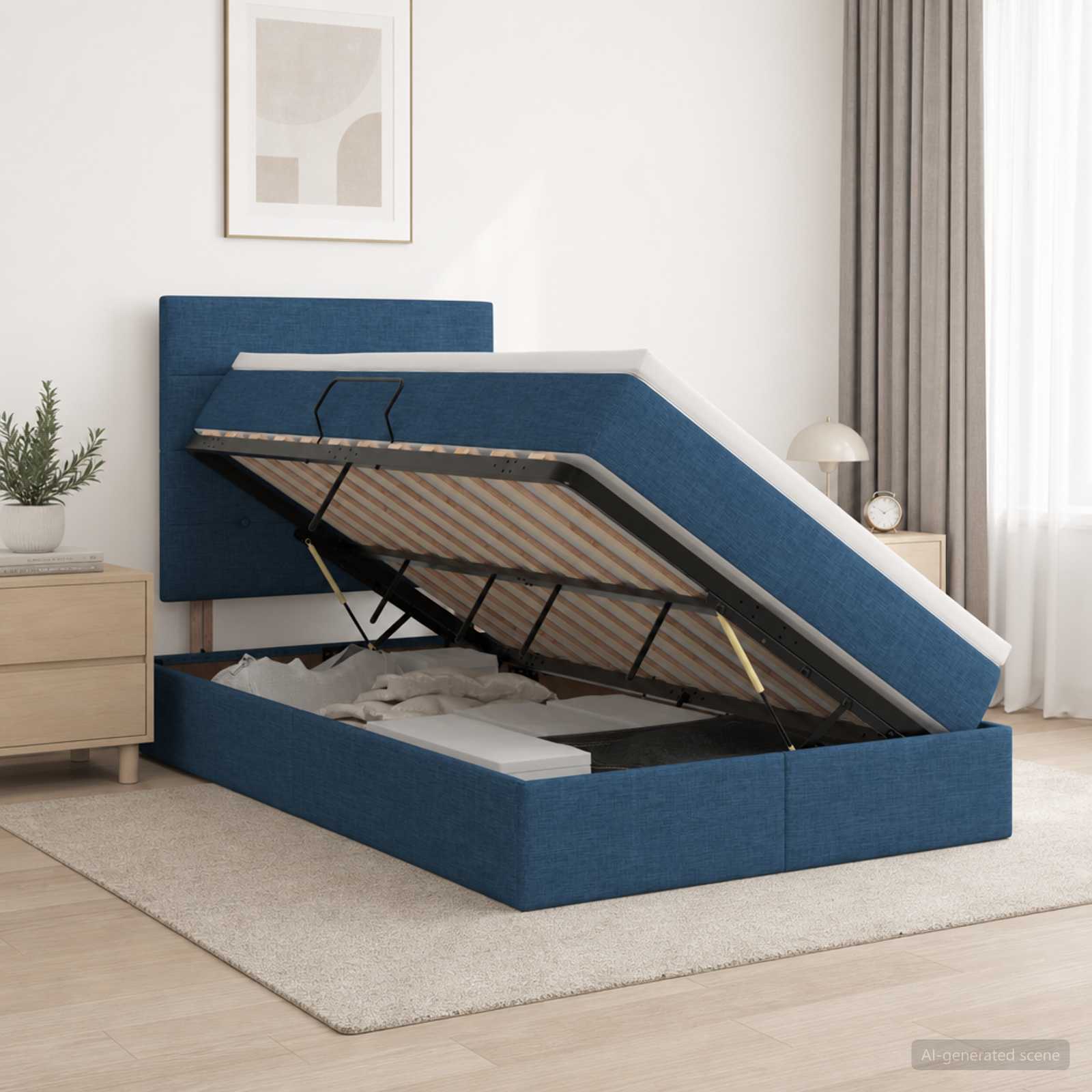 Lit De Rangement Led Avec Matelas Tissu