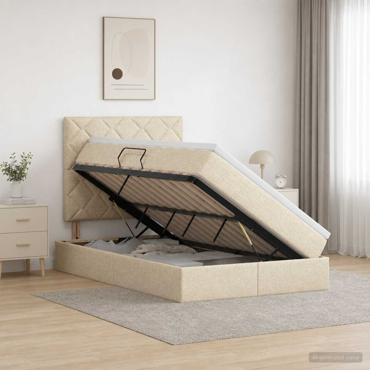 Lit De Rangement Led Avec Matelas Tissu