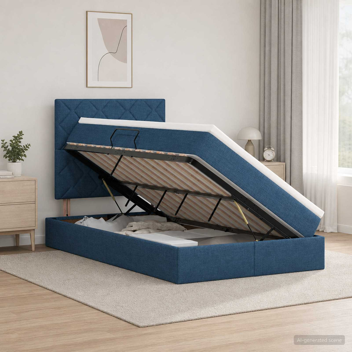 Lit De Rangement Led Avec Matelas Tissu
