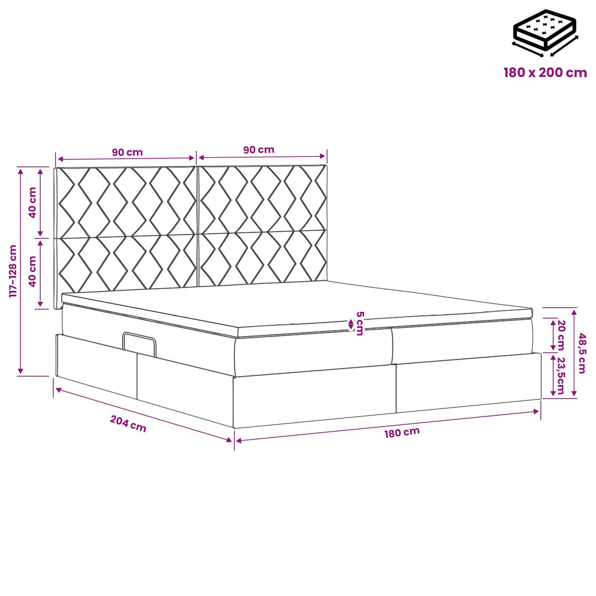 Lit De Rangement Avec Stockage Velours