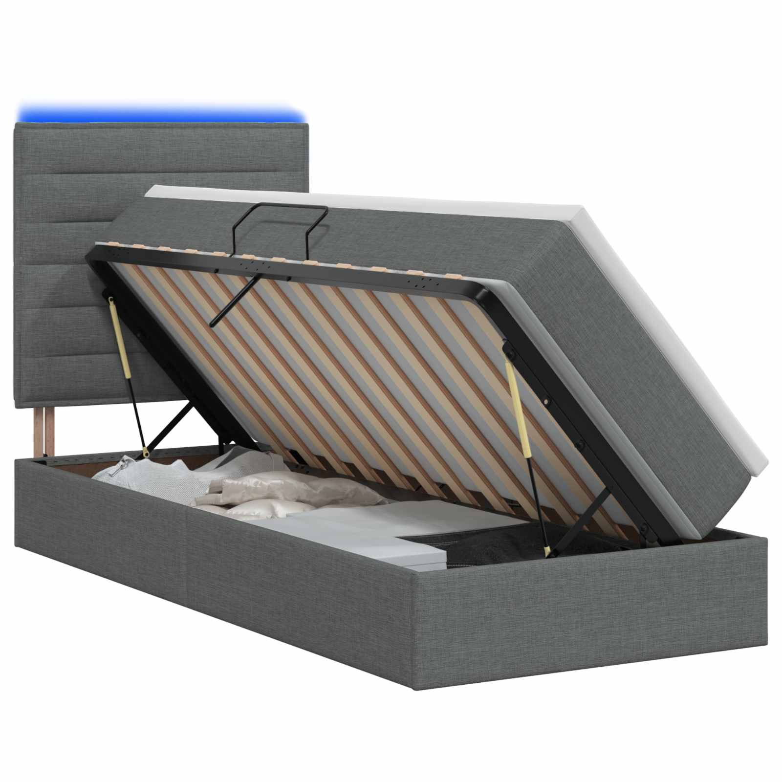 Lit De Rangement Led Avec Matelas Tissu