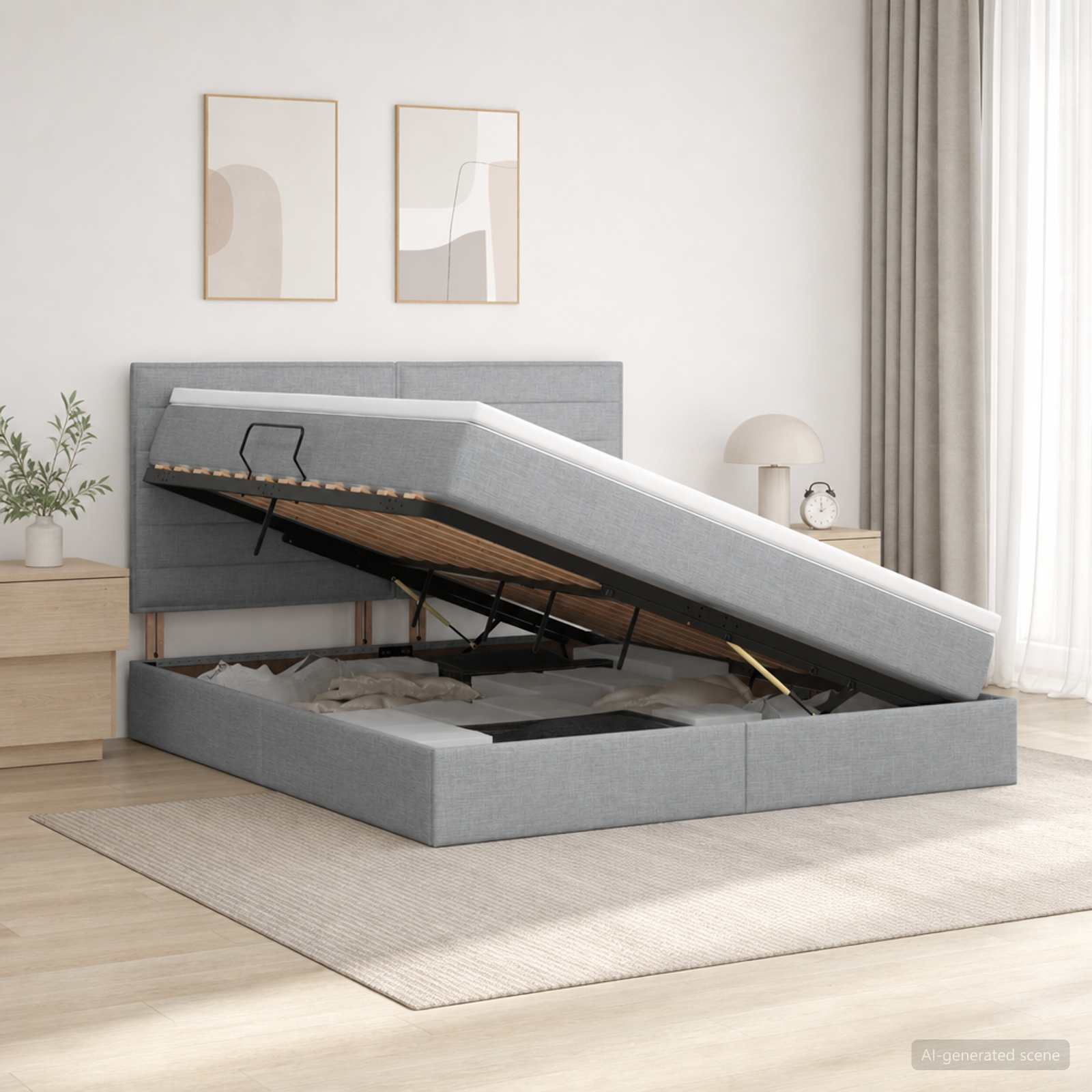 Lit De Rangement Led Avec Matelas Tissu