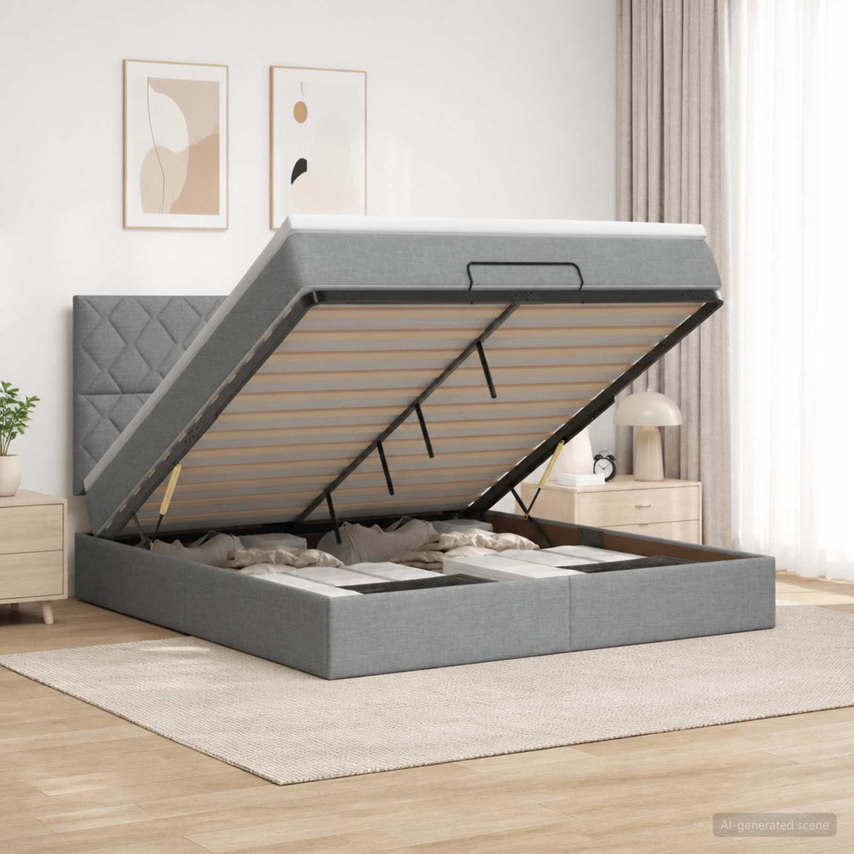 Lit De Rangement Led Avec Matelas Tissu