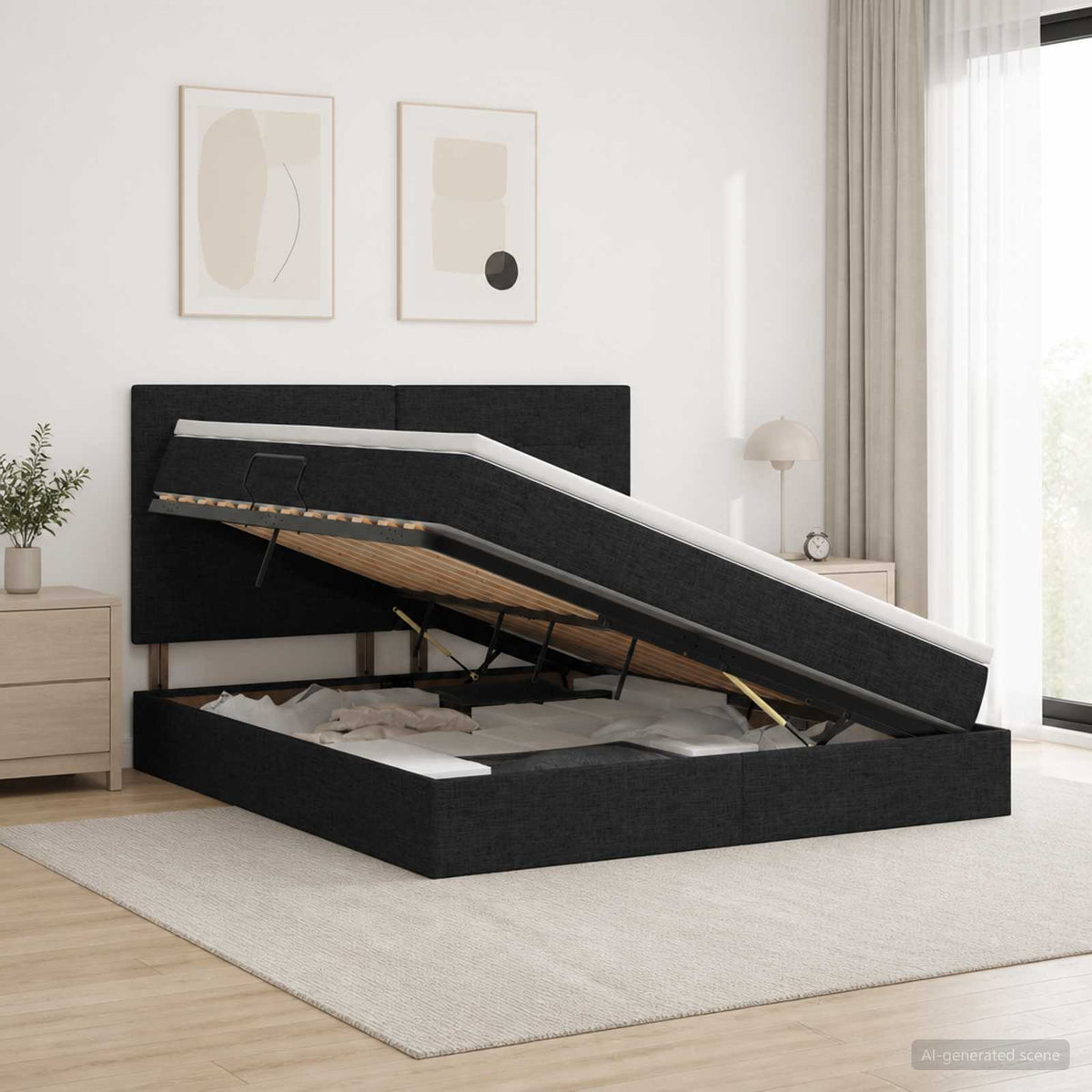 Lit De Rangement Led Avec Matelas Tissu