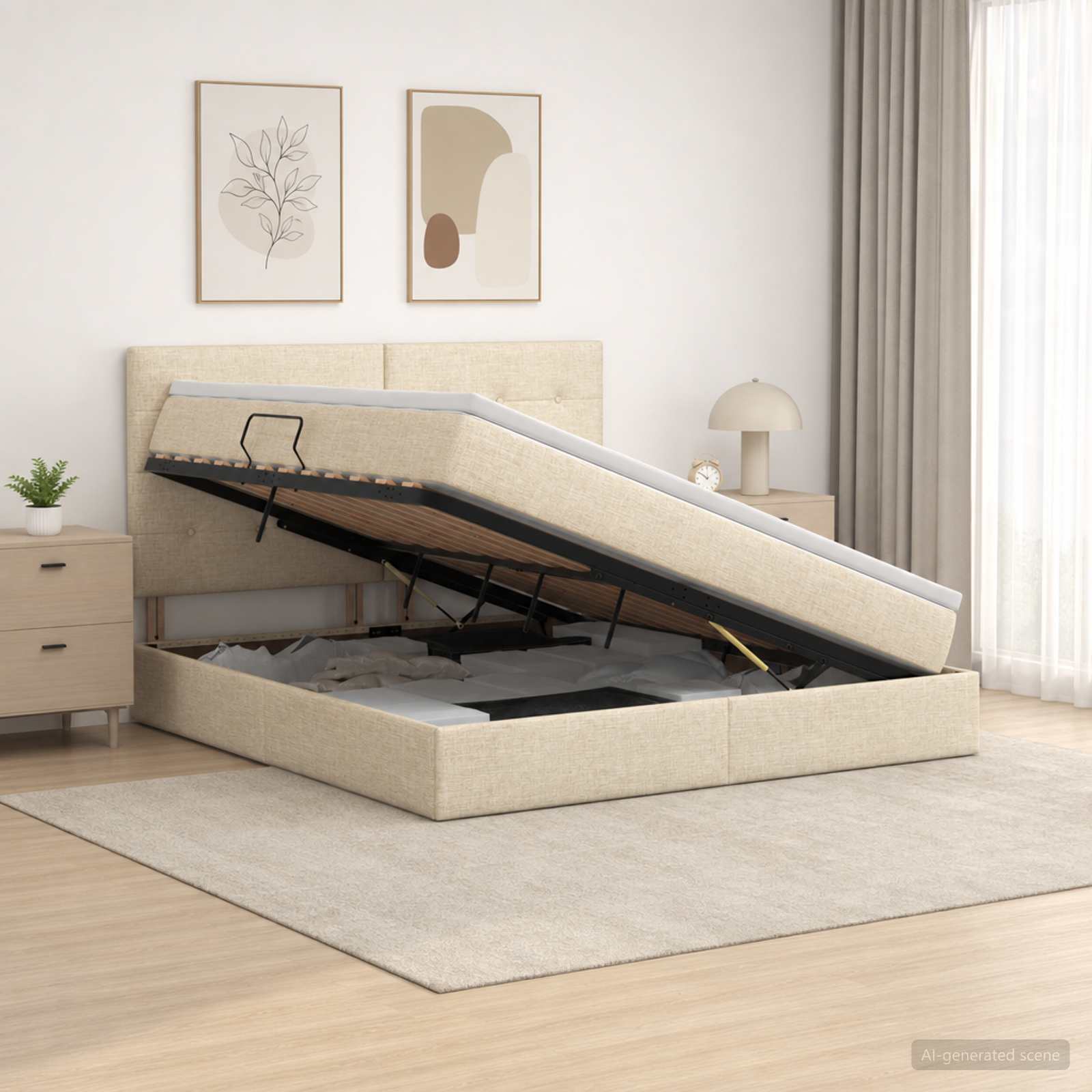 Lit De Rangement Led Avec Matelas Tissu