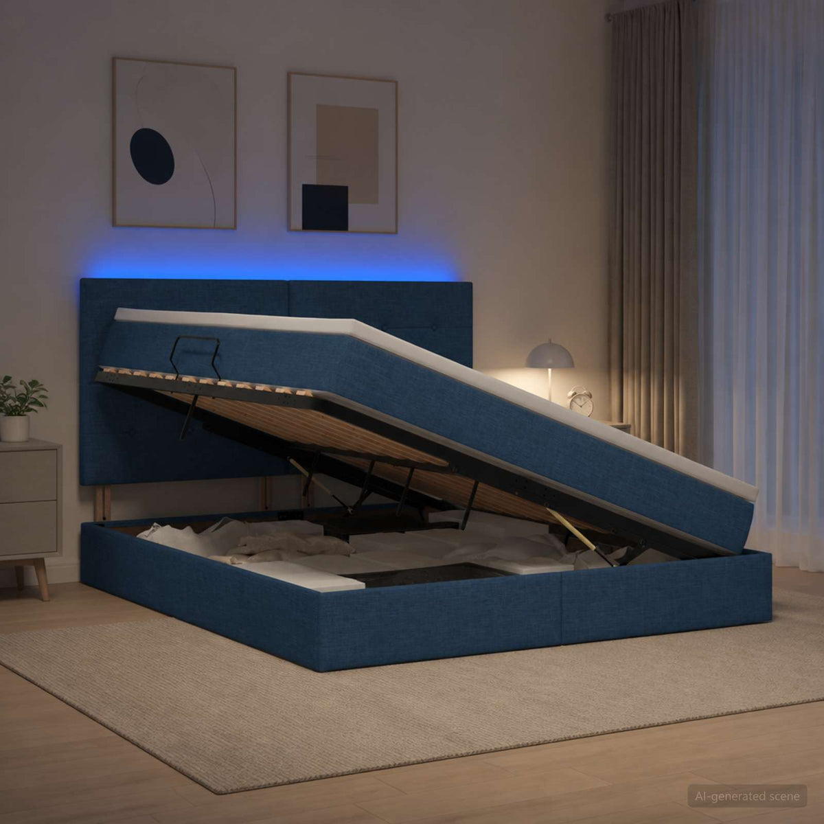 Lit De Rangement Led Avec Matelas Tissu